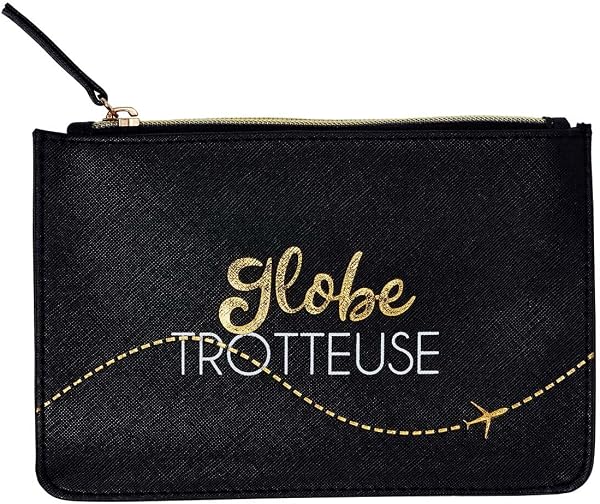 DRAEGER Paris - Petite Pochette à Zip Globe-trotteuse - 20 x 13 cm - Noir - Pochette de Rangement, Trousse de Maquillage, Accessoire de beauté, Format Voyage, Idée Cadeau pour Femme - 1