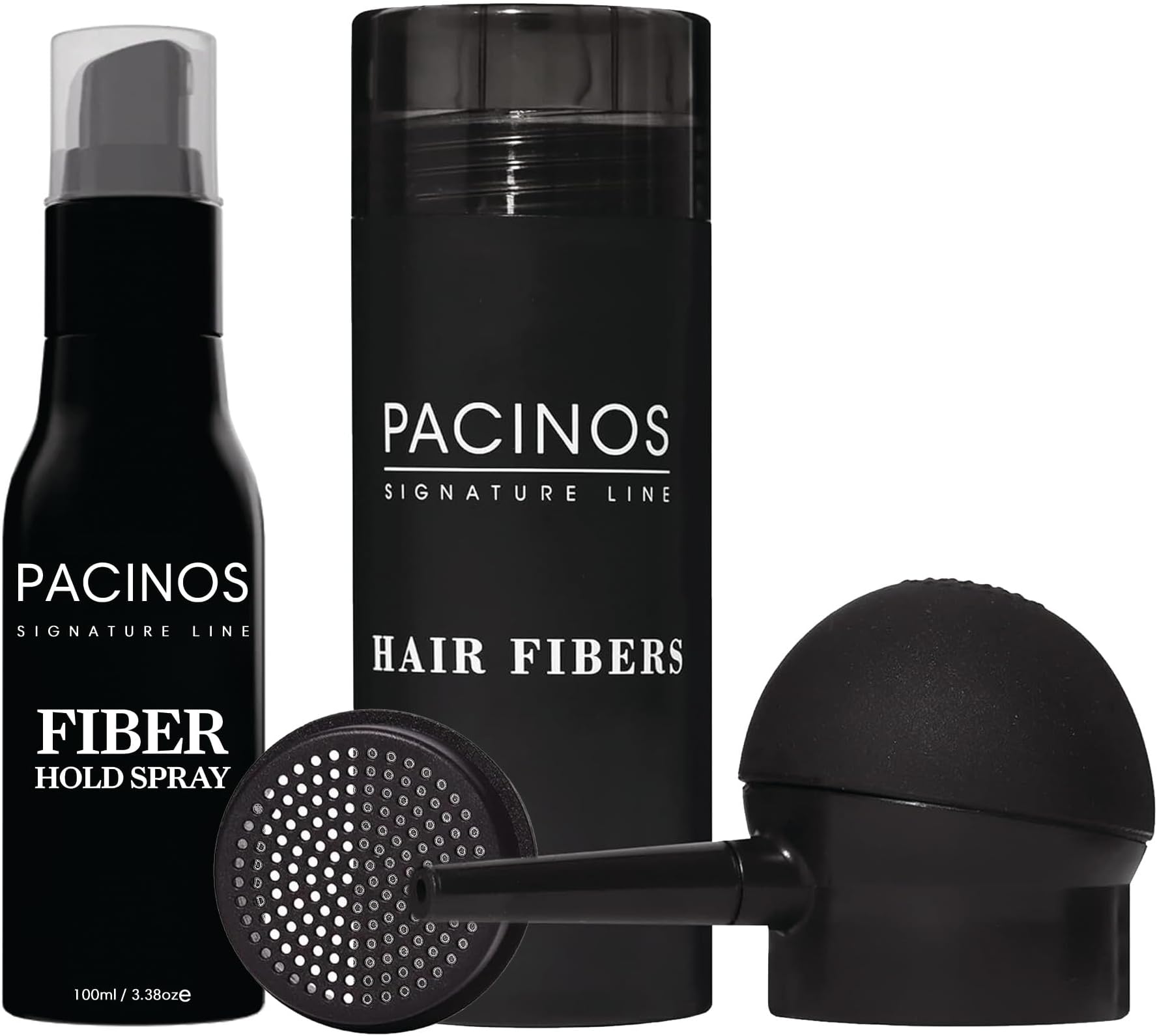 Pacinos Hair Fiber Kit - Conceal Thinning Hair Instantly with Fiber Hold Spray - Dark Brown