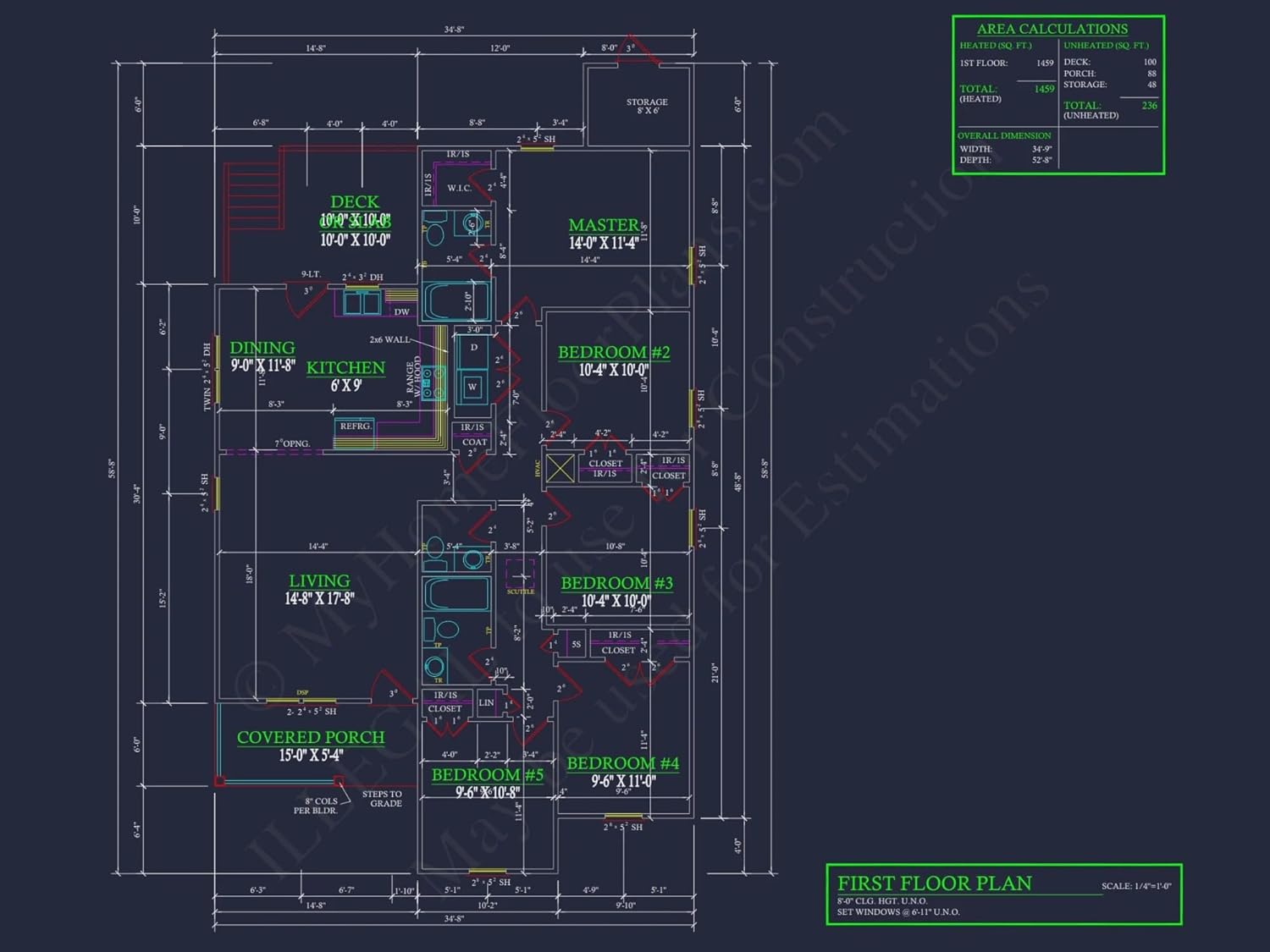 15-1902 House Plan - Traditional Ranch House Plan - 3-Bed, 2-Bath, 1,459 SF