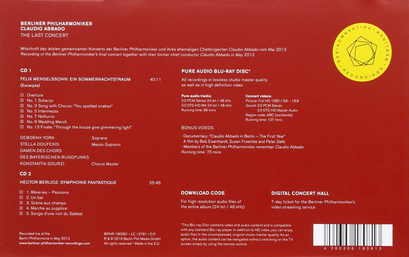 Claudio Abbado - The Last Concert [2CD, Pure Audio Blu-ray]