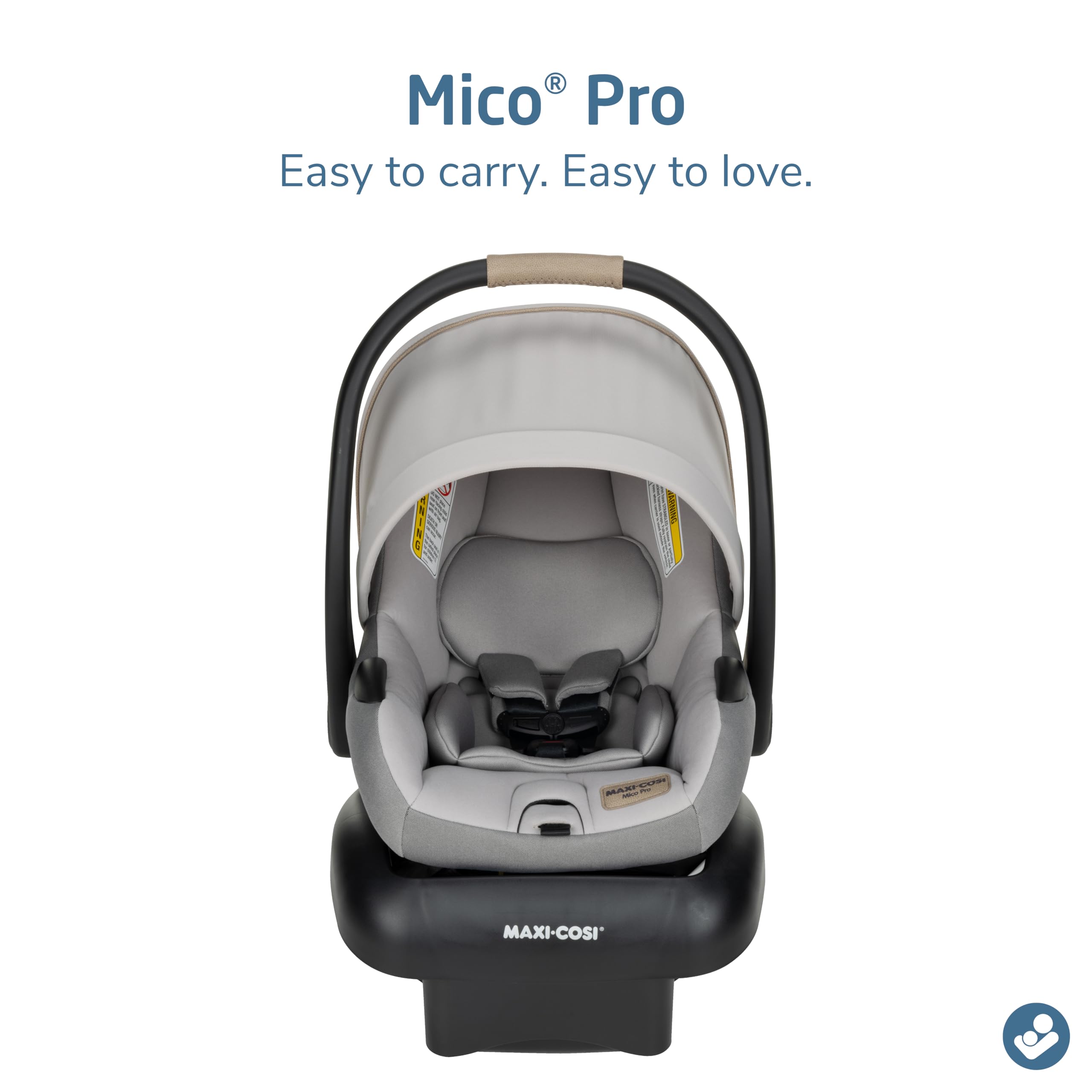 Maxi-Cosi Mico Pro Baby Infant Car Seat with Base, Ventilated Chair, Soft Headrest Pad, Easy-Install Latch, Adjustable Belt Guide, 3-Position Base, Stroller-Ready, 4-30 lbs, up to 32 in, SeaDrift