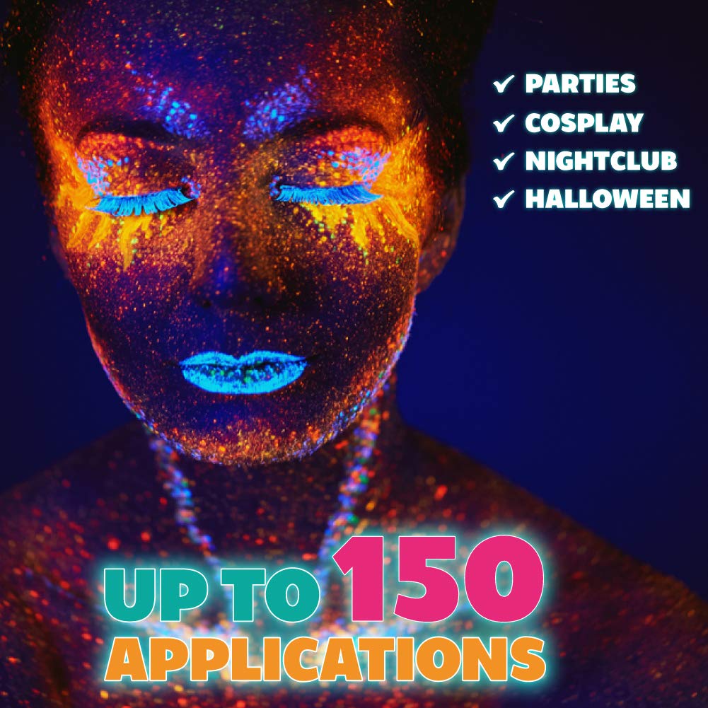 Kraze FX Dome Stroke - Royal Sunset (25 gm), Water Activated, Professional UV Glow Blacklight Reactive Face and Body Painting Rainbow Cakes, Hypoallergenic, Safe, 1-Stroke Split Cake - Image 6