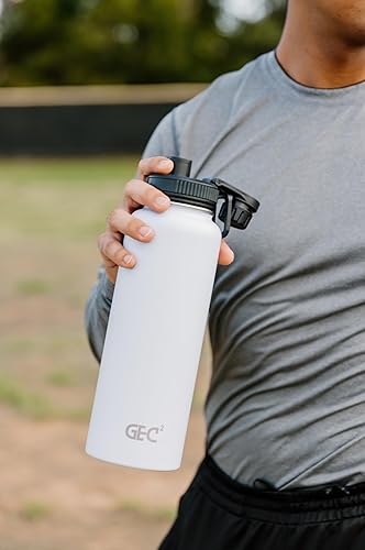 Miniatura 4 de Botellas de agua de acero inoxidable de 40 onzas, a prueba de fugas, botella de agua aislada al vacío, termo botella de agua deportiva (negro)