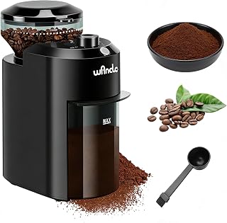 Wancle Electric Burr Coffee Grinder, 28 Precise Settings for 2-12 Cups, Compact Black Plastic Bean Grinder CBG-8000