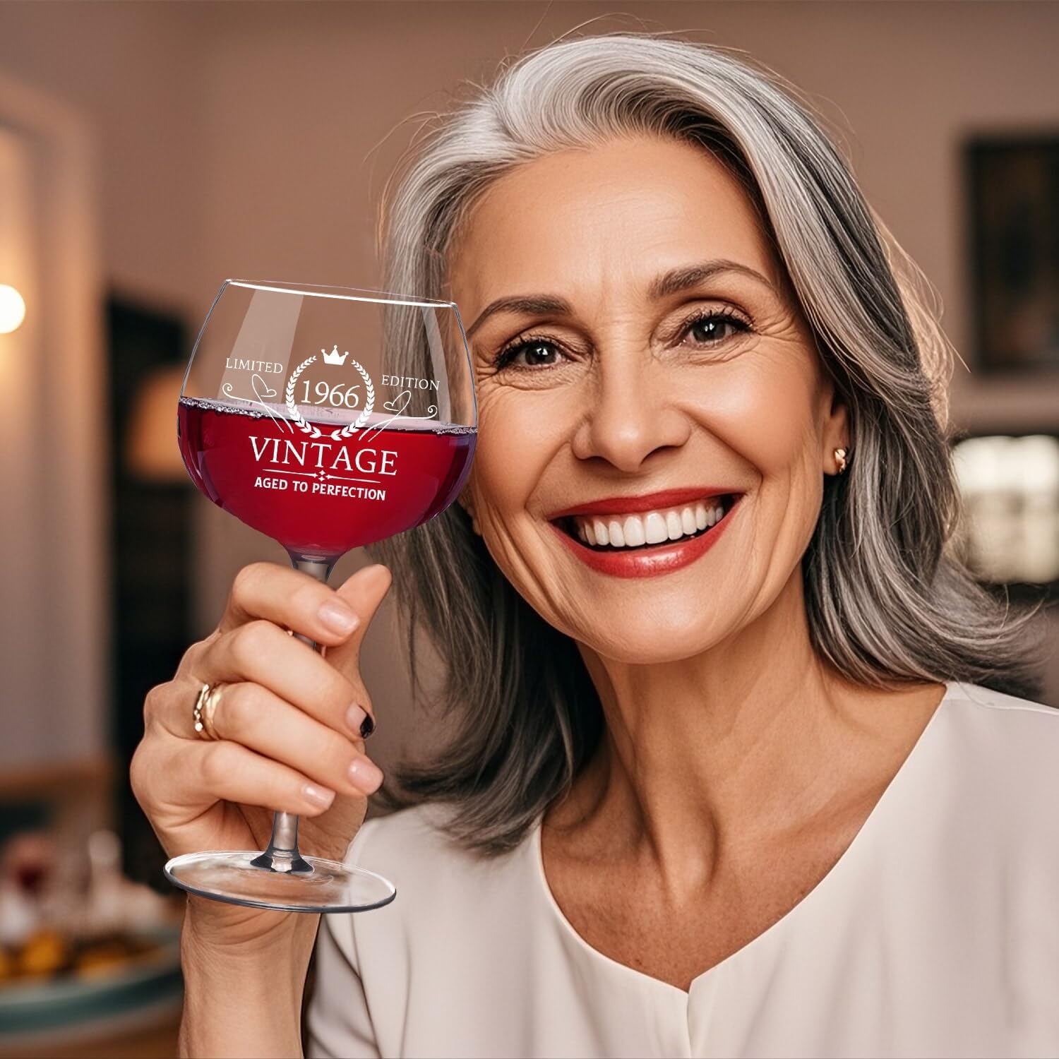 60TH Birthday Gifts for Women, Vintage 1966 Engraved 60th Wine Glass Present for Woman, 60 Year Old Birthday Decorations Gifts for Women, Bday Gift Idea for Her Friends Mom Grandma Sister - Turning 60 - Image 7