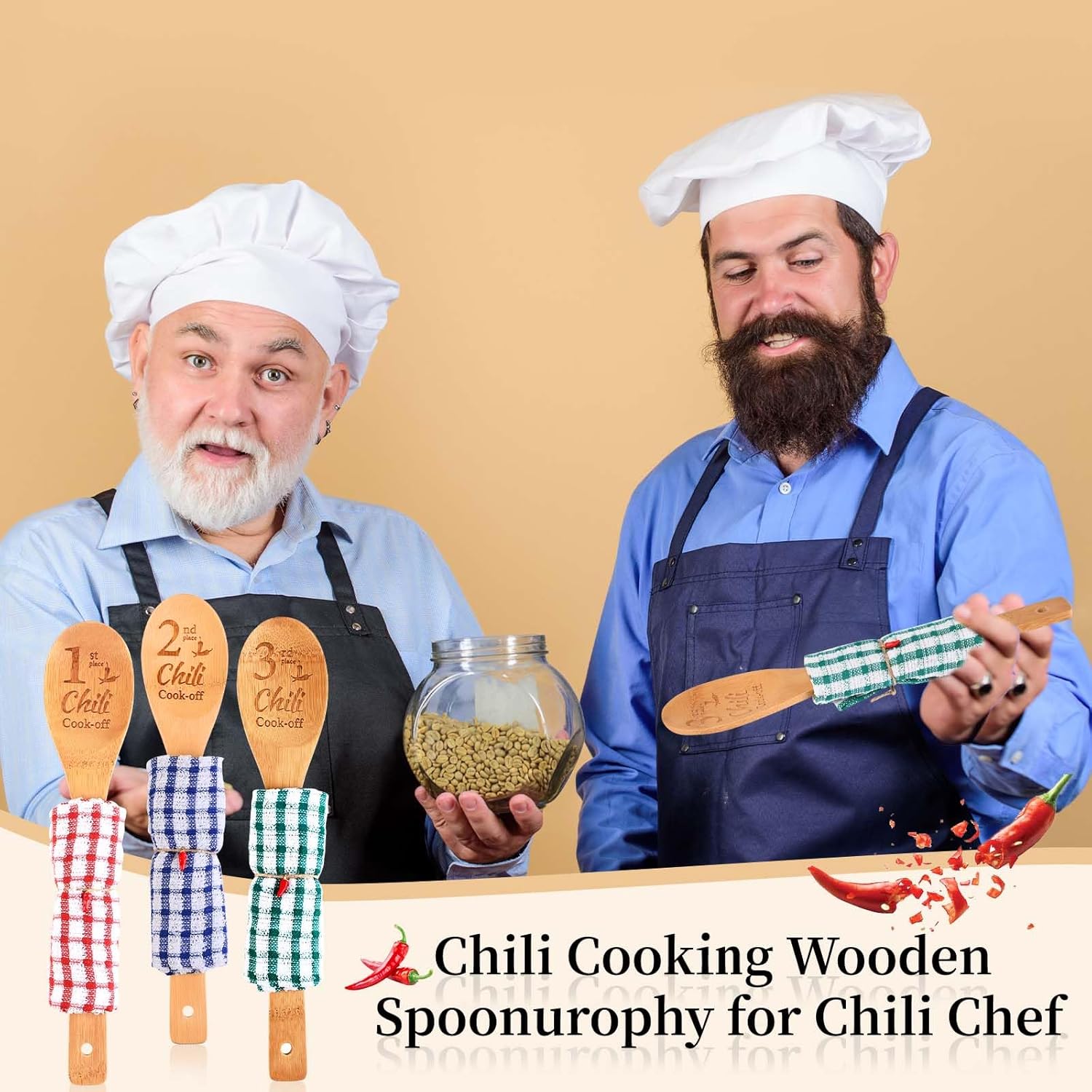 3 Set Chili Chili Cook off Award Prizes 1st 2nd 3rd Wooden Spoons Trophies Cooking Dishcloth Chili Box for Chili Festivals Cooking Competition Chili Cook off Gift Supplies - Image 3
