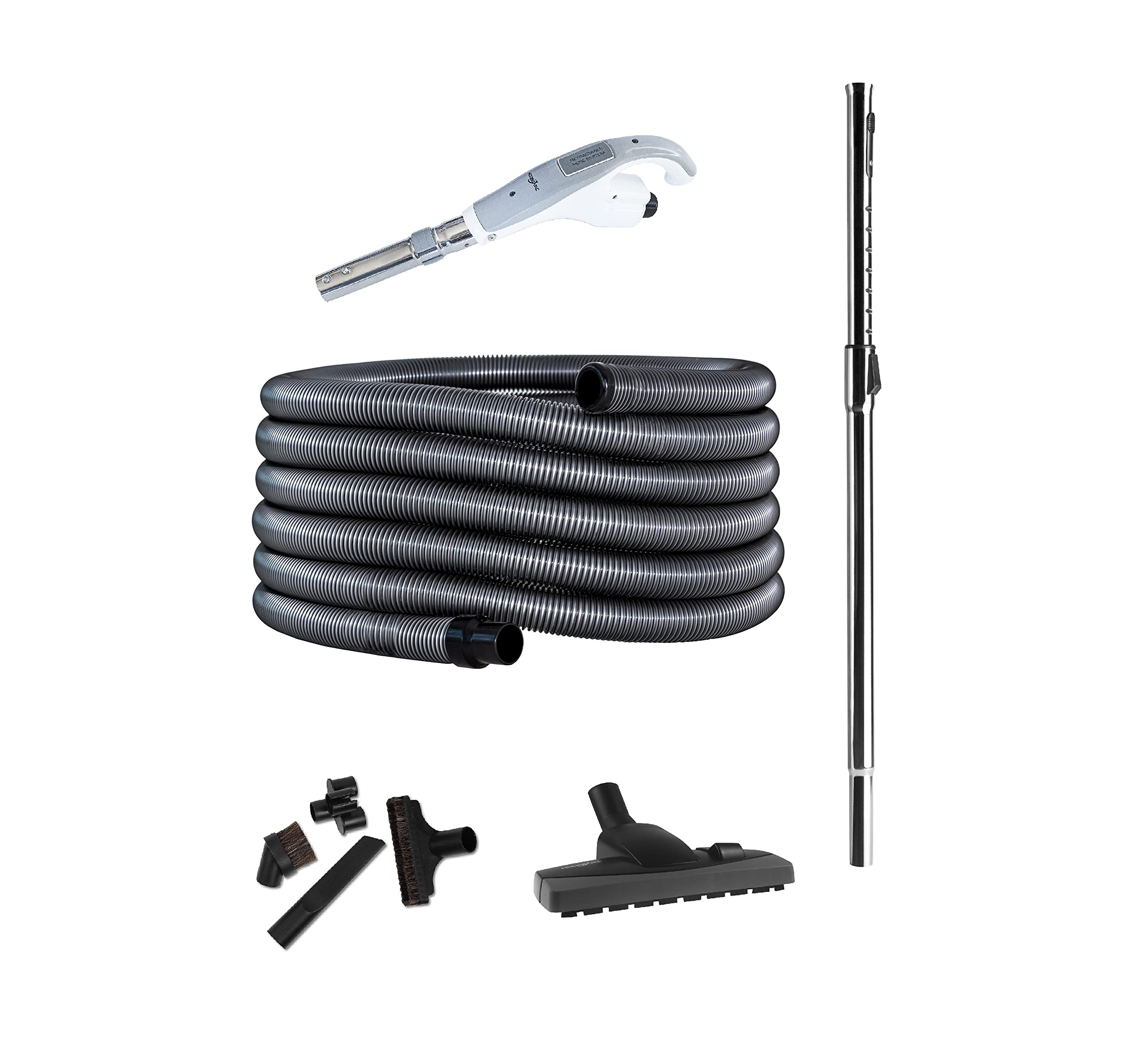 Houseflex Komplett-Set passend für Retraflex, Hide-A-Hose Plus inkl. 1x Schlauch und Saugzubehör, Länge 9m