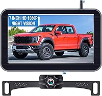 LeeKooLuu 7-Inch Wireless Backup Camera for Trucks: HD 1080P Night Vision, IP69K Waterproof, 2-Channel Split Screen, DIY Grid Lines for Safe Towing & Parking