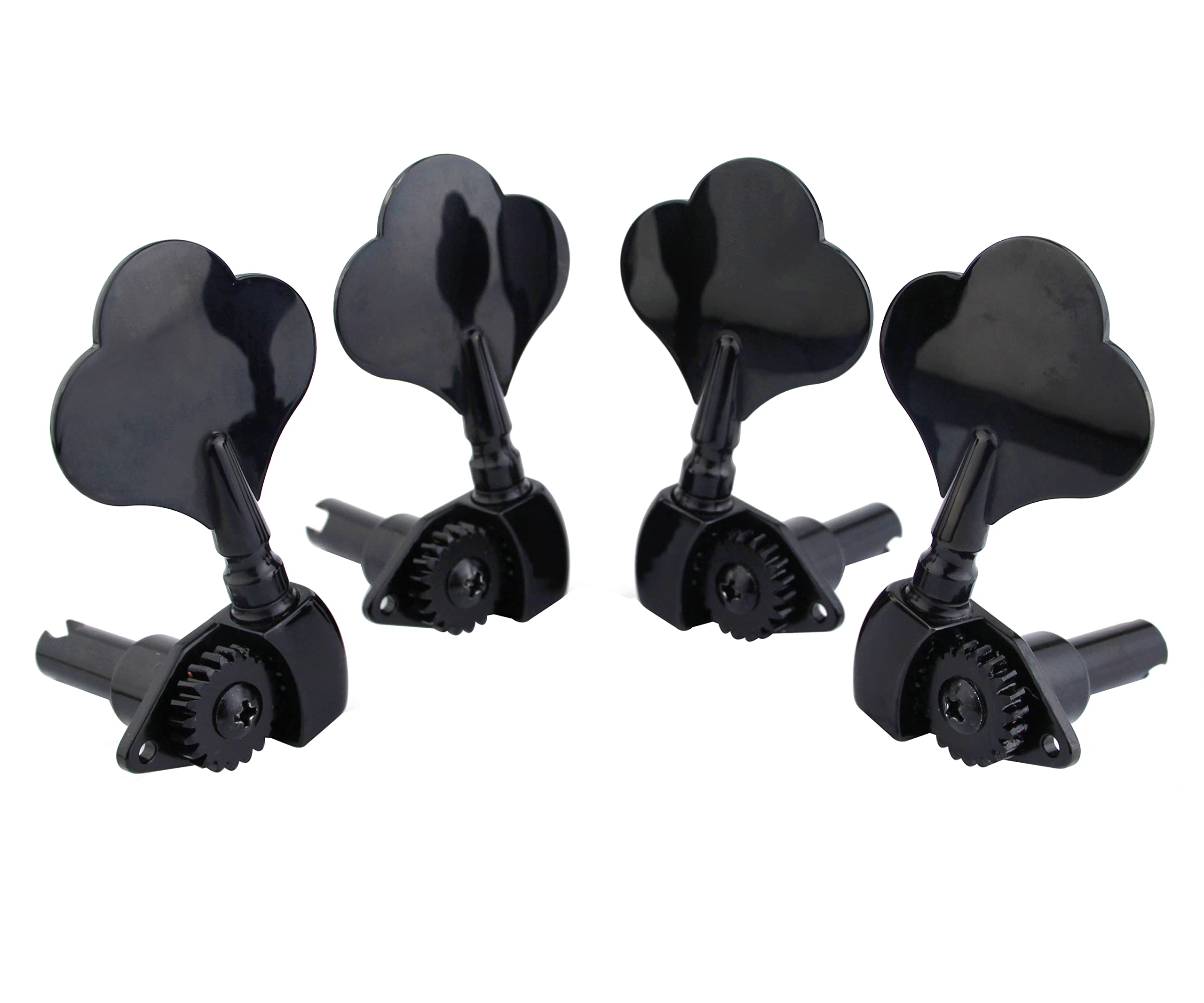Guyker Testa per basso elettrico a telaio aperto (2R + 2L) - 1:20 Ratio Gear Tuners Tuning Key Pegs - nero