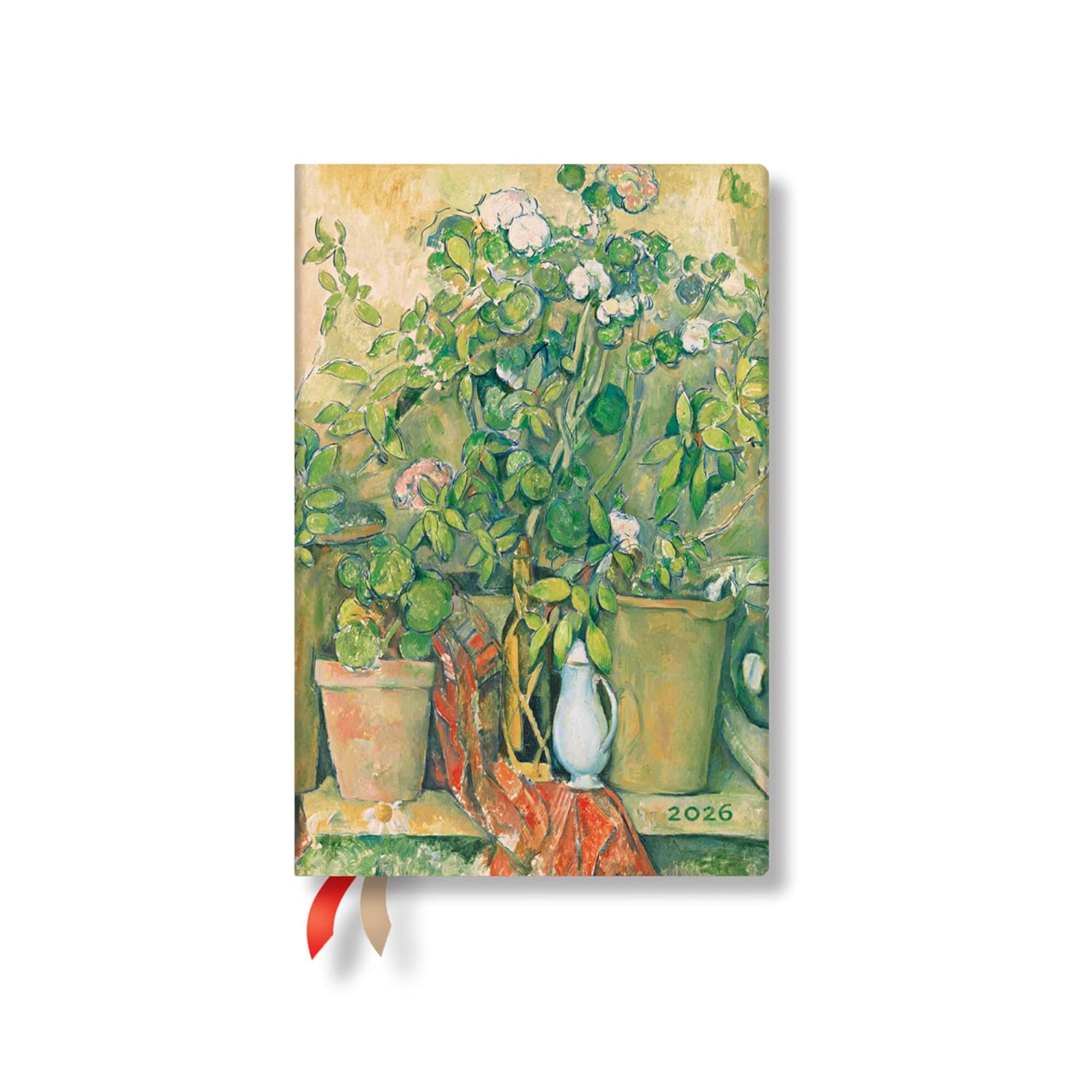 Paperblanks | 2026 Cezanne's Terracotta Pots and Flowers | Cezanne's Terracotta Pots and Flowers | 12-Month Planner | Mini | Vertical | Elastic Band | 160 Pg | 100 GSM