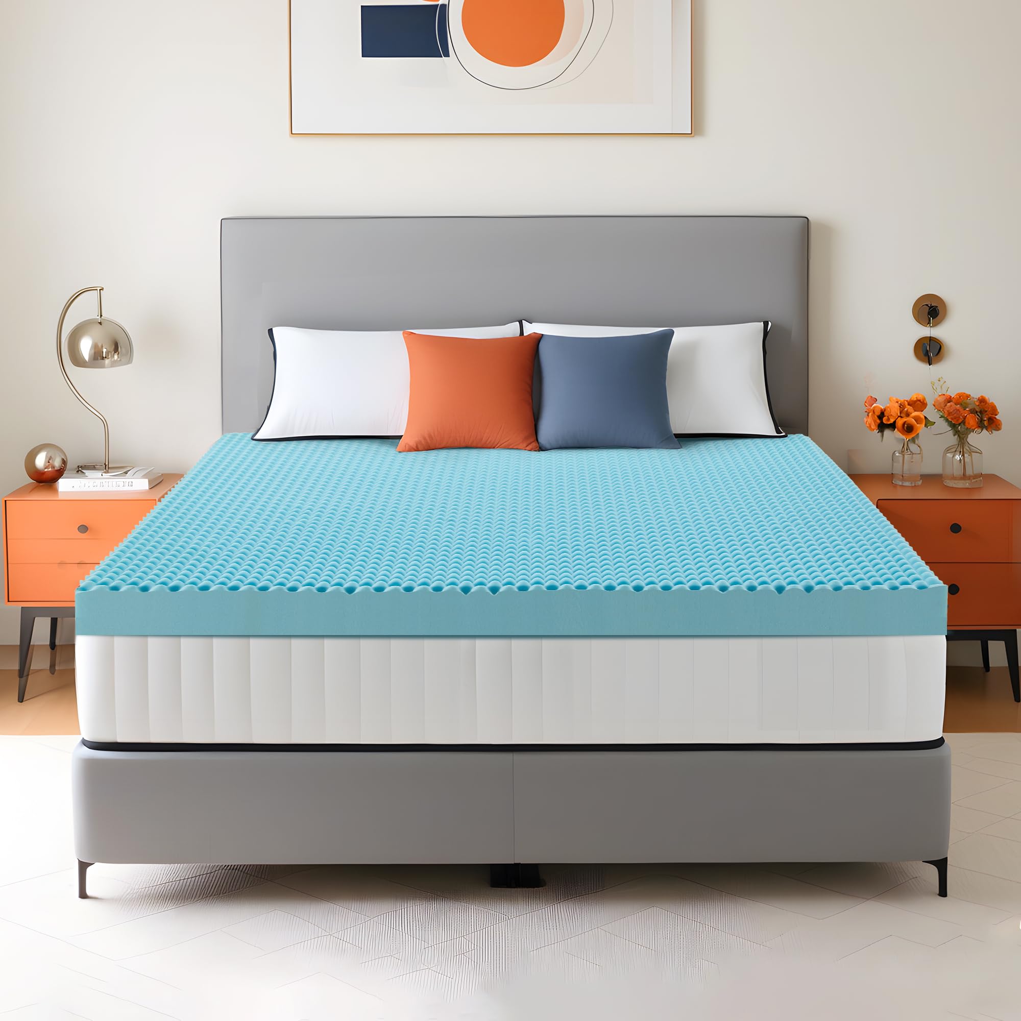 Zyerch 2 Inch Mattress Topper Twin Size Memory Foam Mattress Topper with Cooling Gel Egg Crate Mattresses Top