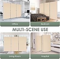 Vista 7 de RANTILA 3 Panel Room Divider, 6 Ft Tall Folding Privacy Screen Freestanding Room Partition Wall Dividers, 102''W x 20''D x 71''H, Beige