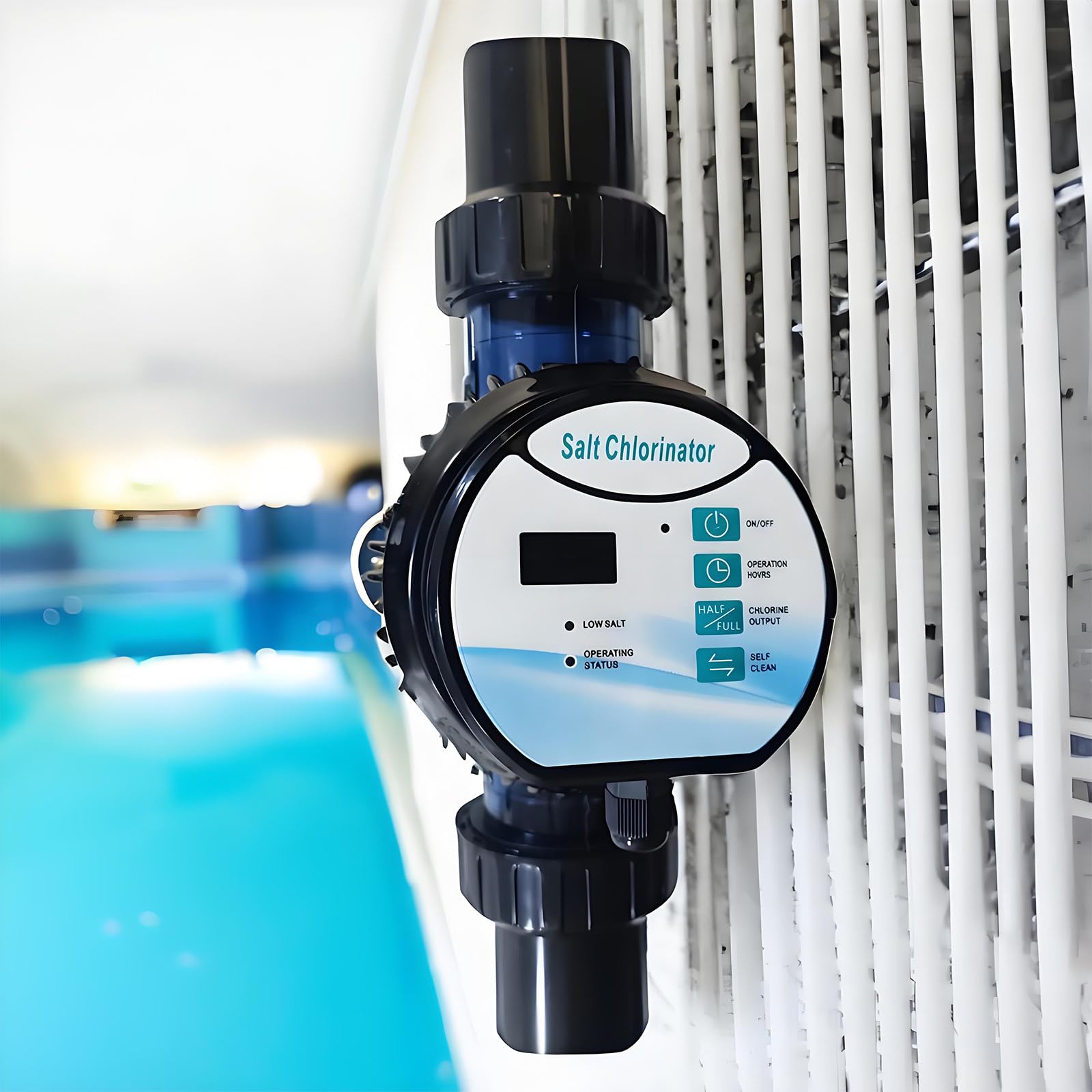 Generatore Acqua Salata Efficiente Autopulente,Cloratore Intelligente per Acqua Salata Compatibile con Piscine E Vasche Idromassaggio,Uscita Regolabile capacità Fino a 45m³ 6g/h