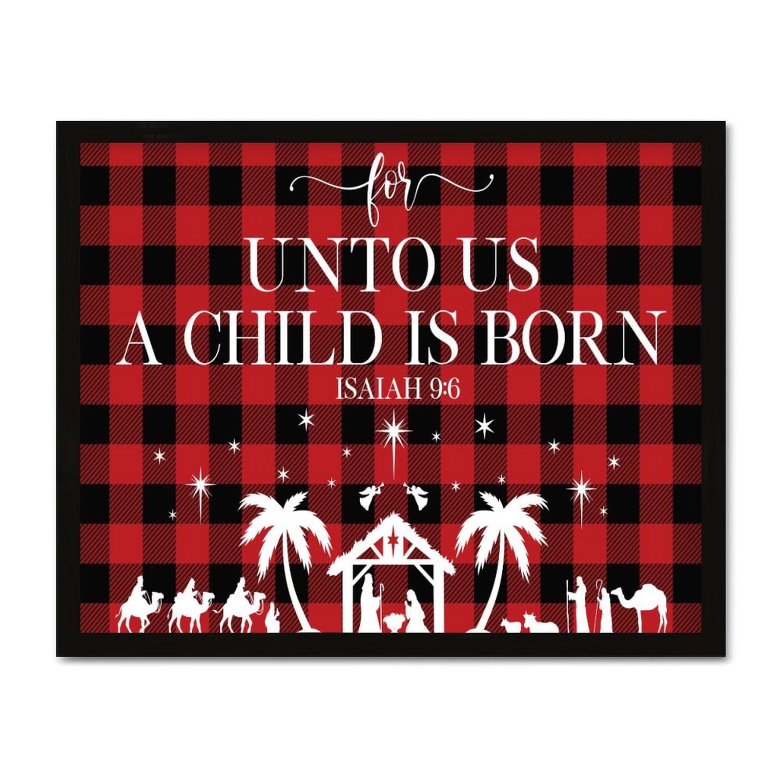Cadre en bois Unto Us A Child Is Born décoration murale cadeau idéal pour maison neuve