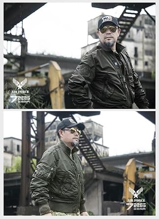 BININBOX Men's Bomber Jacket Pilot Aviator Jacket with Stand Collar
