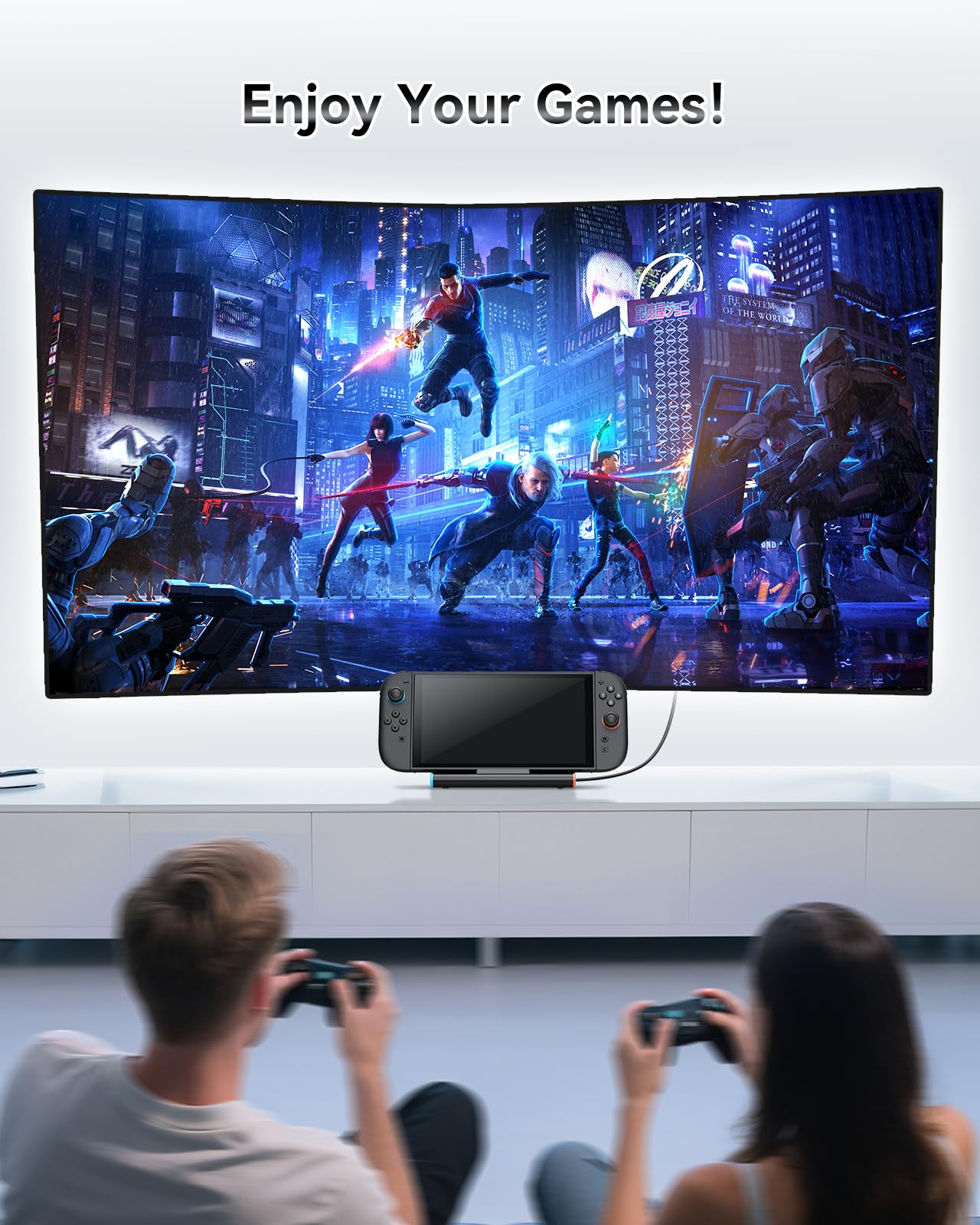 Switch 2 Base de TV con HDMI 4K a 60Hz 2.0A, 2 puertos USB 3.0, puerto LAN Ethernet, interruptor 2 TV PD 100W adaptador de corriente para juegos y carga