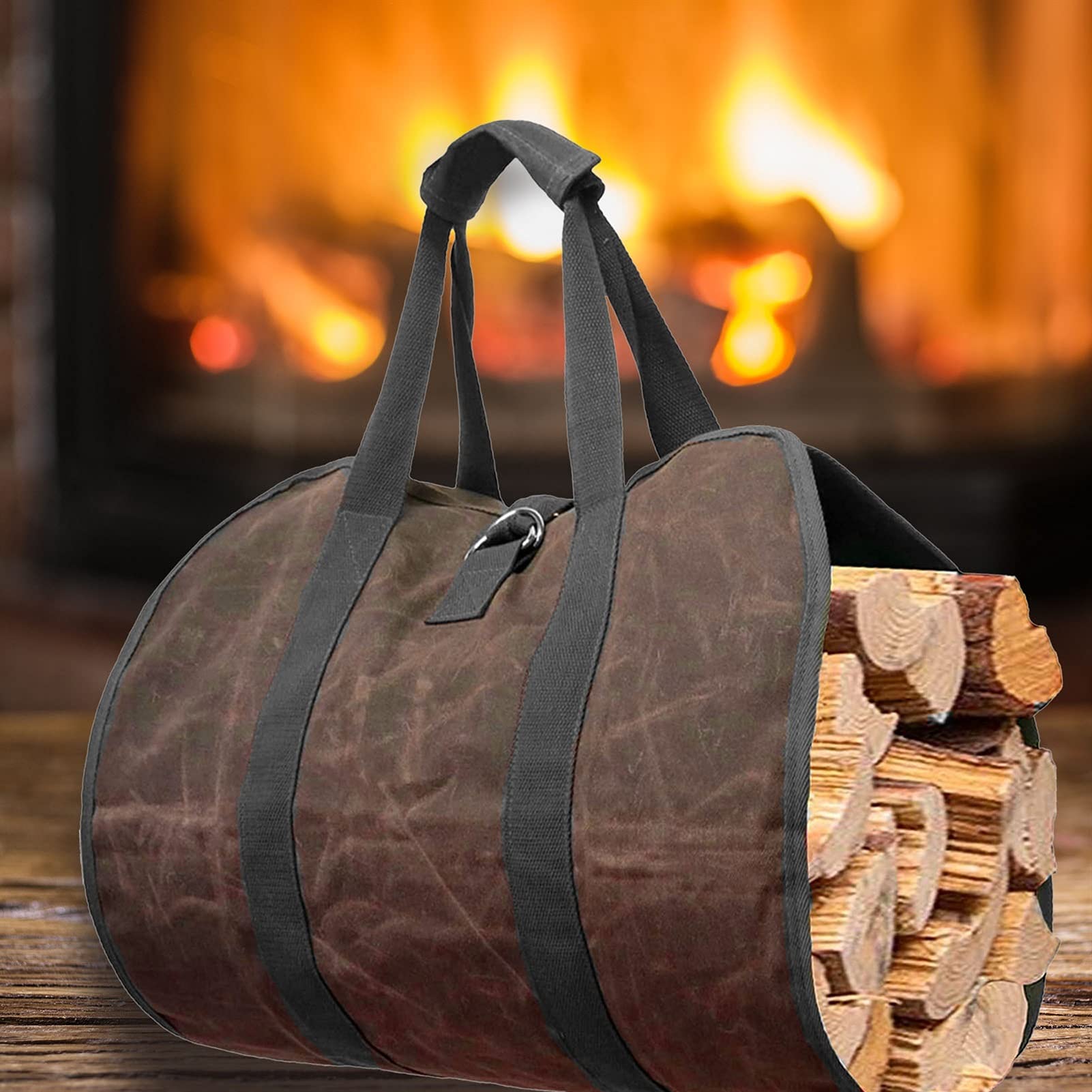 Outdoor Canvas Firewood Storage Bag - Trwała torba transportowa do drewna i narzędzi kempingowych