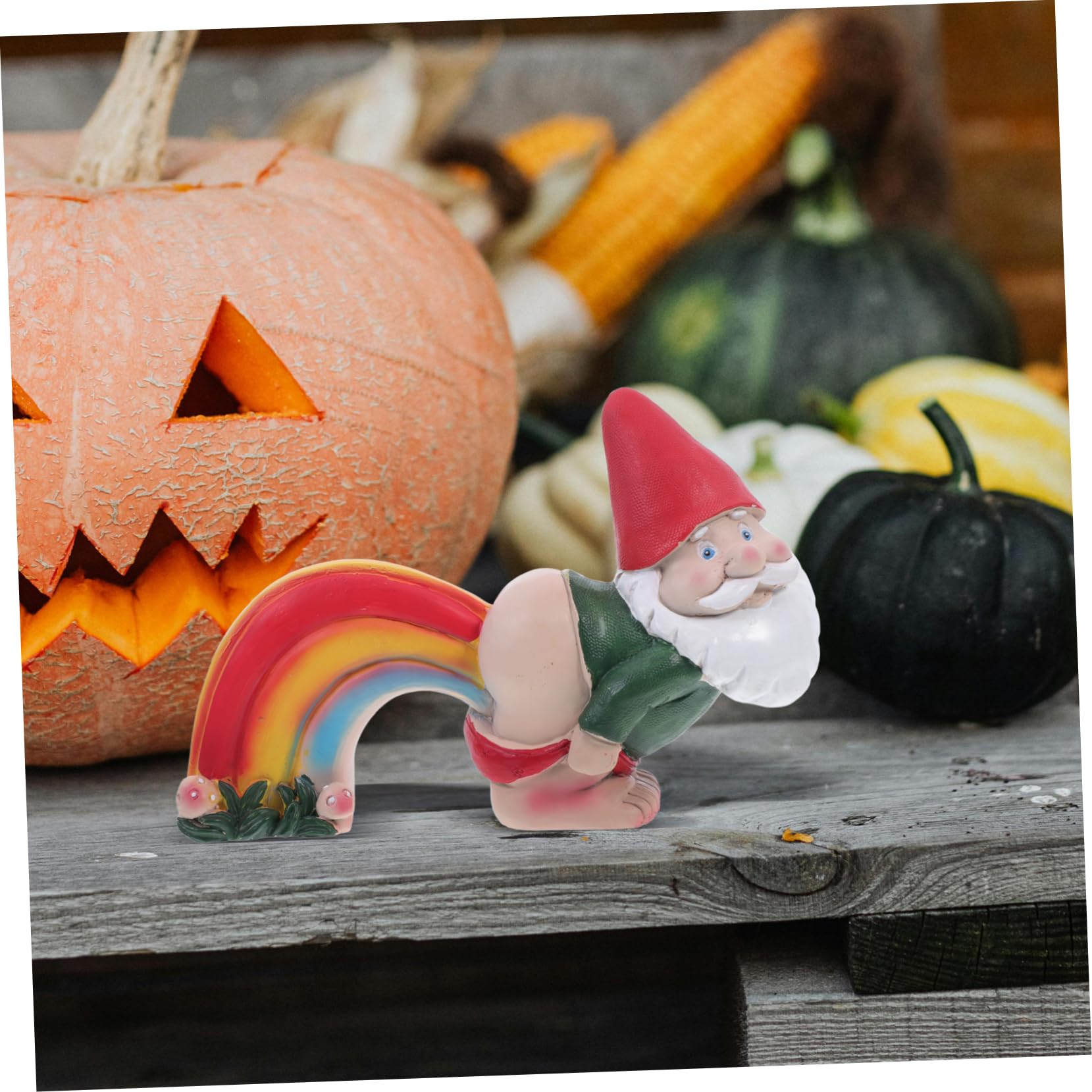 Mipcase 2 Krasnal Ogrodowy z Żywicy Figurka Dekoracyjna Stylu Tęczowym Uroczy Gnome Do Ozdoby Ogrodu i Wnętrza Idealny Halloween i Przyjęcia