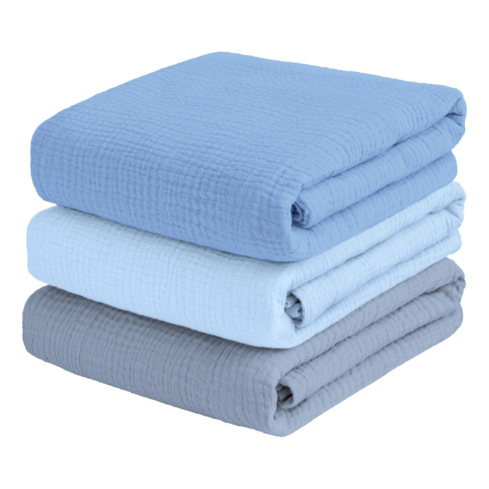 breebleep Muslin Swaddle Blankets for Baby Boy - 3 Pack 47x47 Inch Large Receiving Blankets, Soft Breathable Cotton Nursery Swaddles for Newborns,
