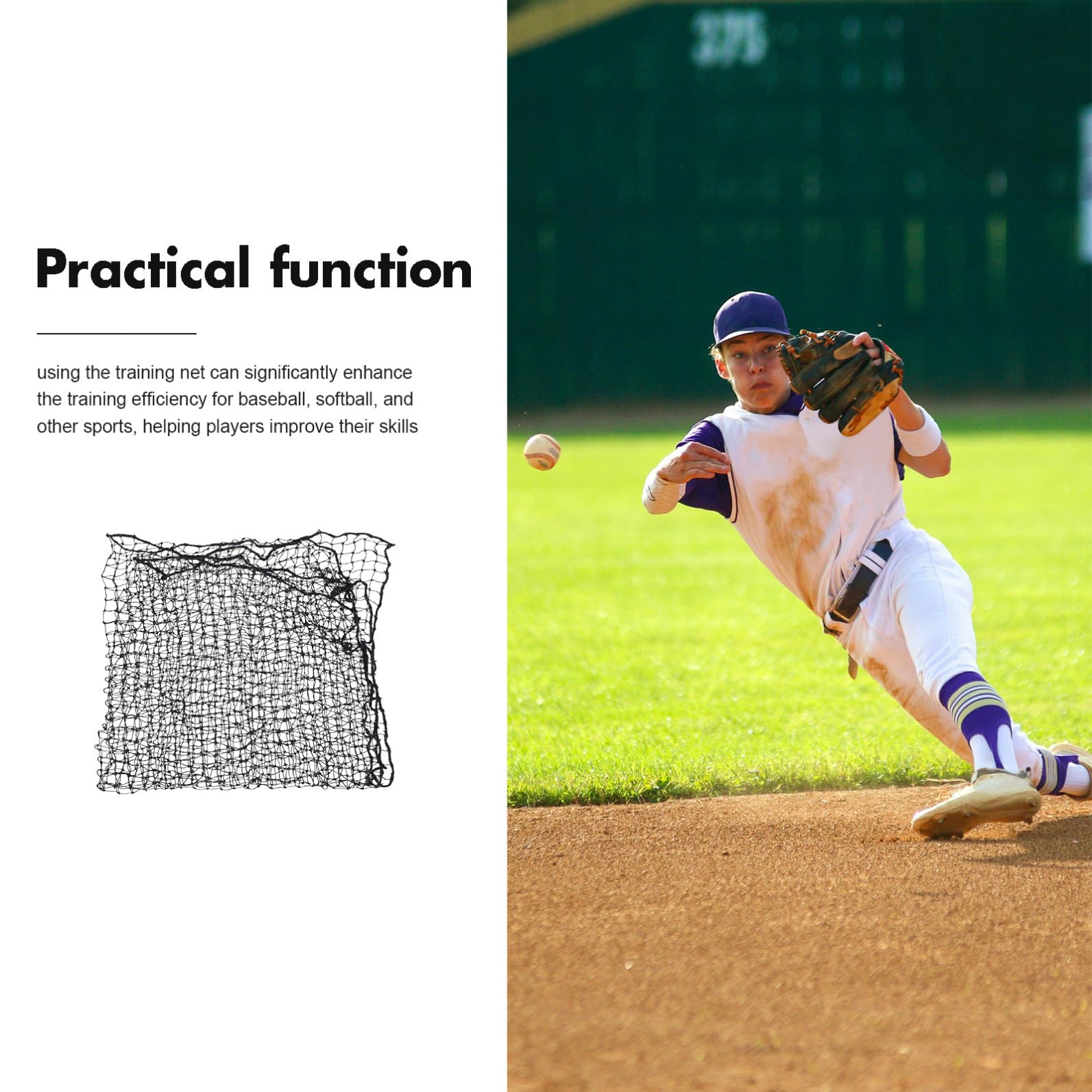 Red de Entrenamiento de Béisbol y Sóftbol Rebote, PE Negro