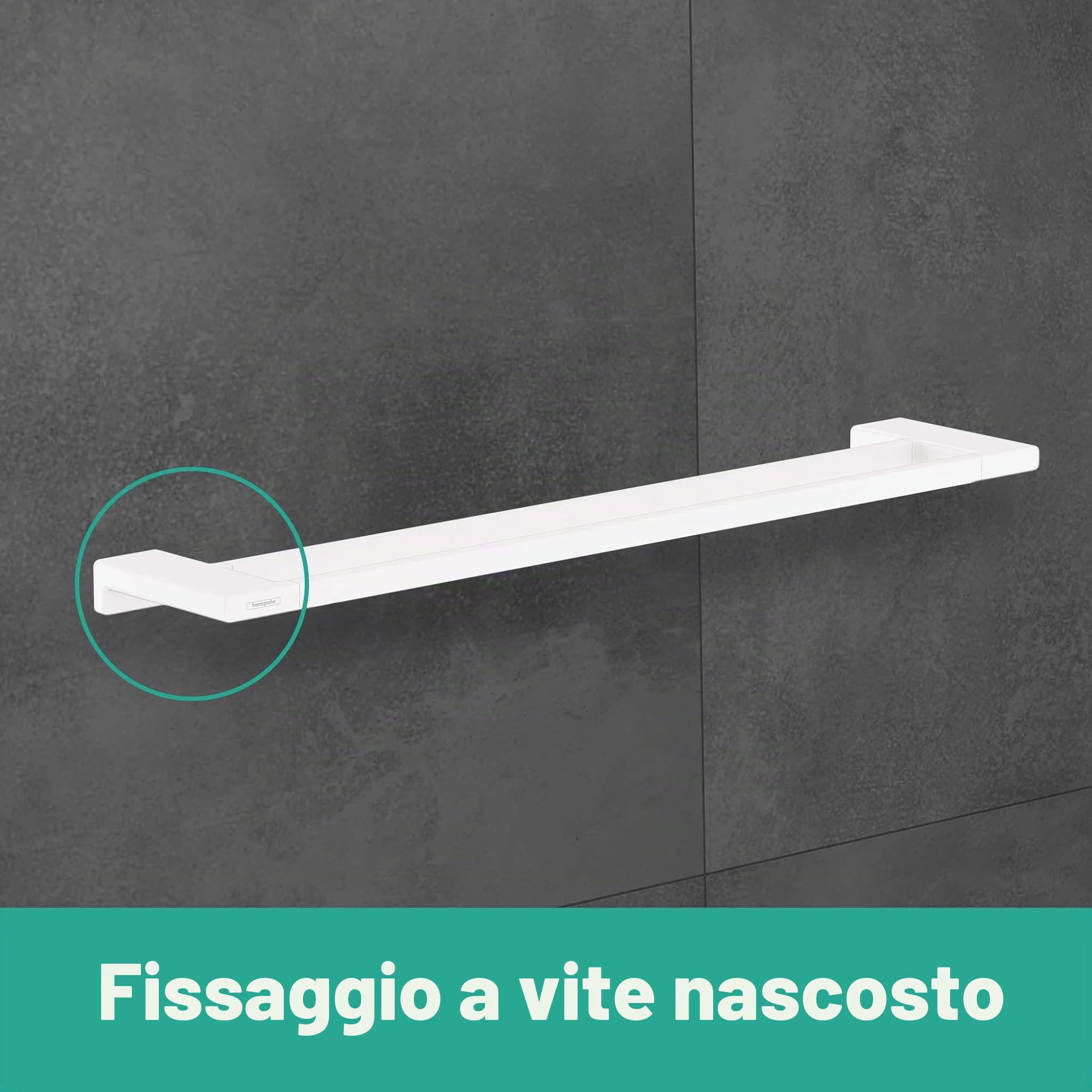 hansgrohe AddStoris - Portasciugamani bagno doppio, portasciugamani a parete, fissaggio nascosto, accessori bagno, cromo, 41743000
