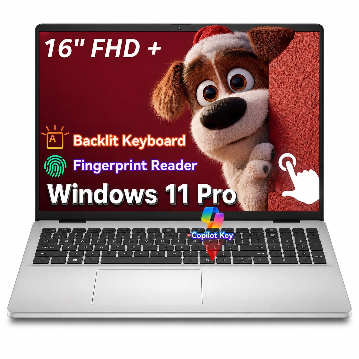Dell 16 Touchscreen Laptop Intel Core 7 150U 32GB DDR5 1TB SSD Win 11 Pro | Fingerprint Reader Backlit Keyboard 16:10 FHD+ (1920 x 1200) IPS 300 Nits AI Copilot Touchscreen Laptop for Business & Study 32 1 TB