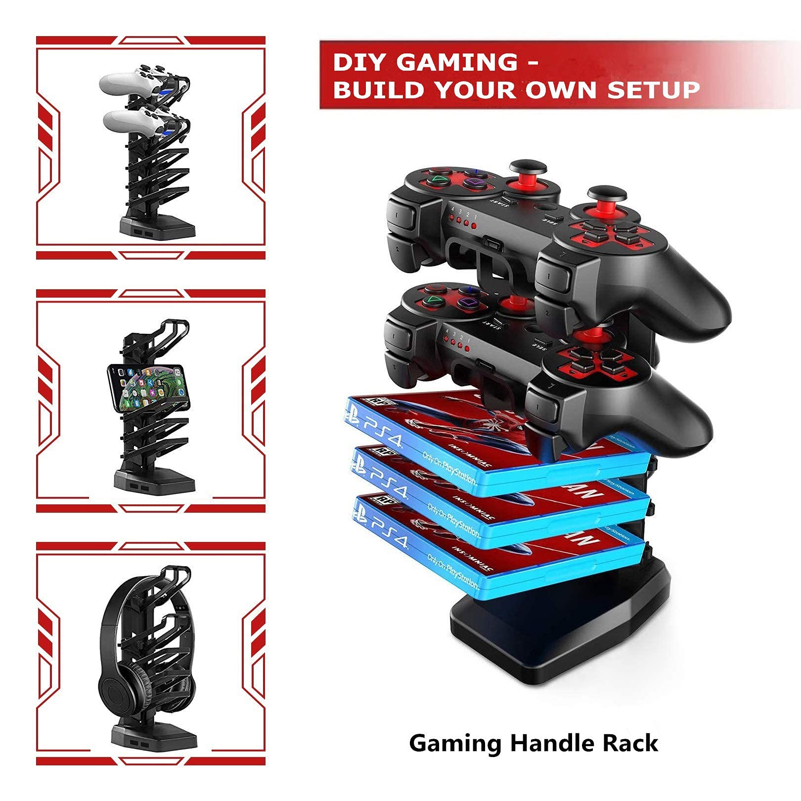 Ergonomic Gaming Desk 55 Inch, TShaped Computer Table with Free Mouse pad & Gaming Handle Rack