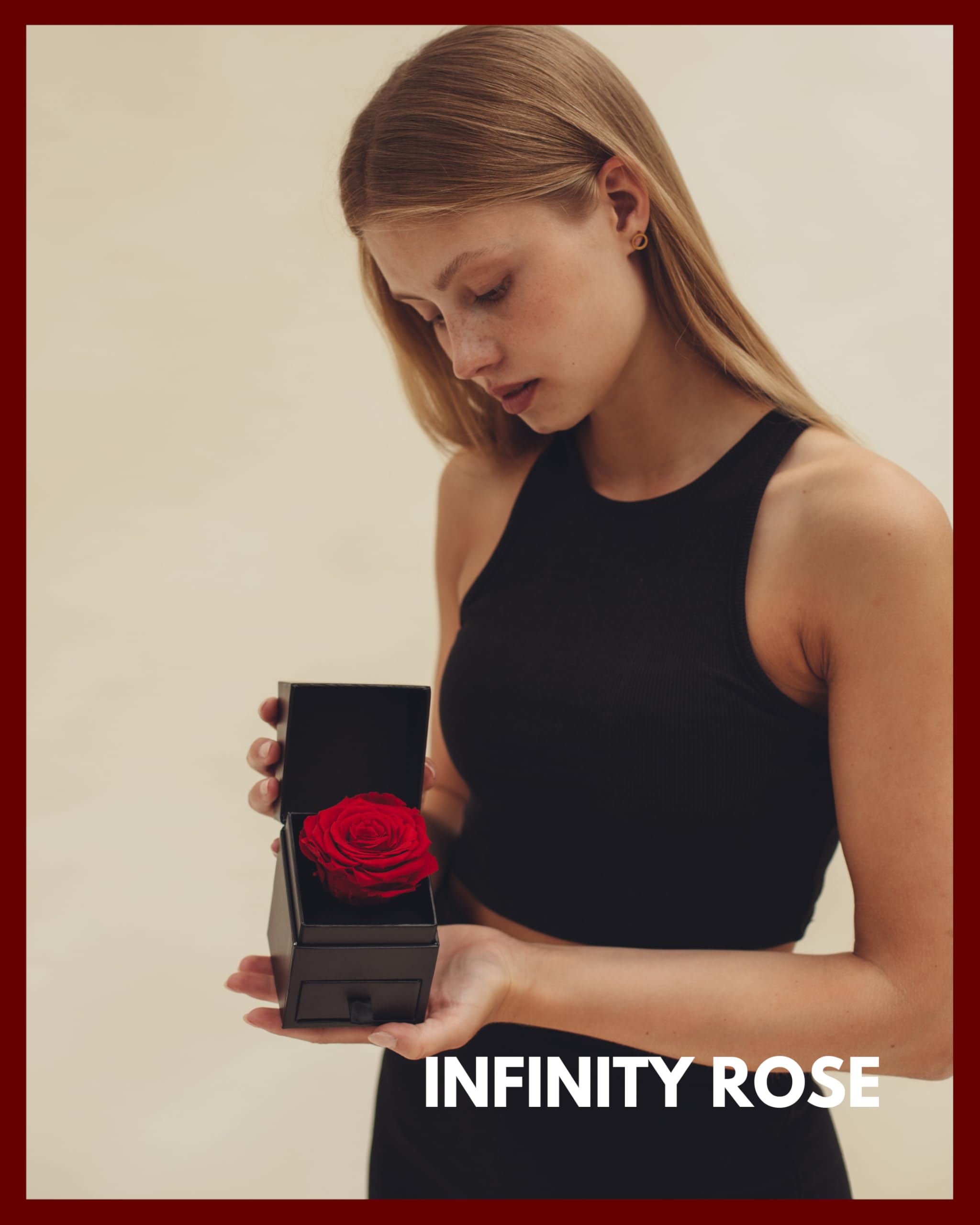 Scatola di rose con rosa infinita resistente e bracciale a cuore per donna I Scatola di gioielli con bracciale a cuore I Fatto a mano in Germania