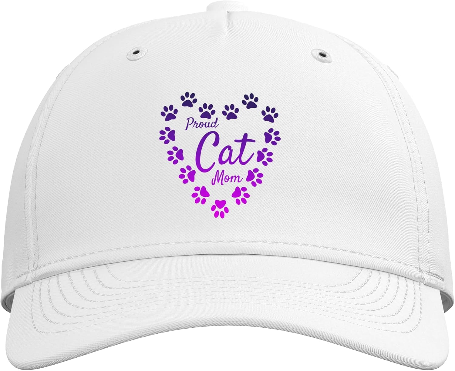 Purple Proud Cat Mom Heart Paw Prints Aesthetic Cute Adjustable Baseball Hat image 2