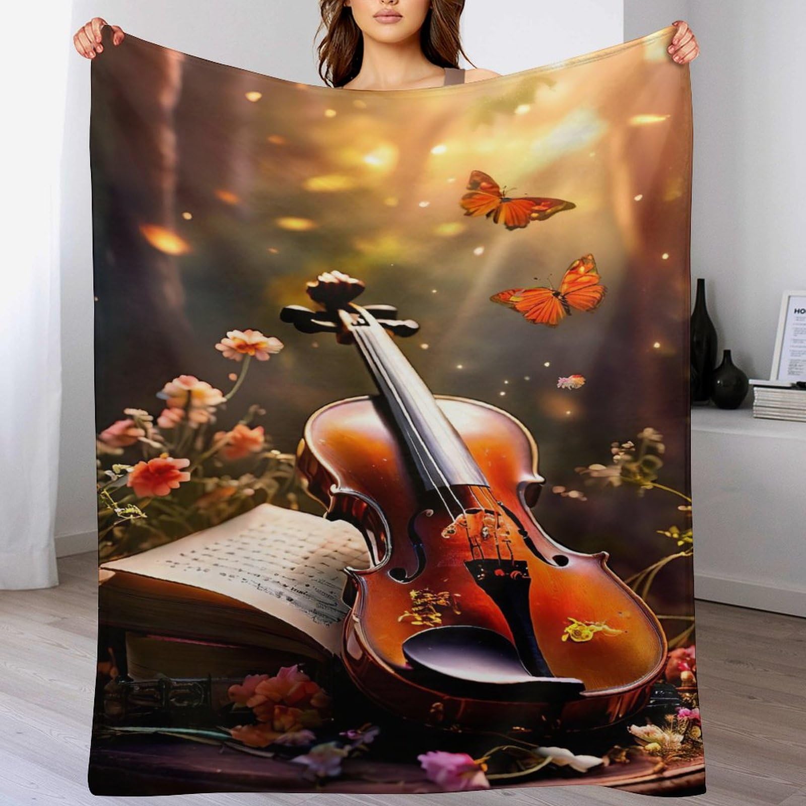 Couverture lit violon douce pour cocooning sur le canapé pendant les soirées fraîches