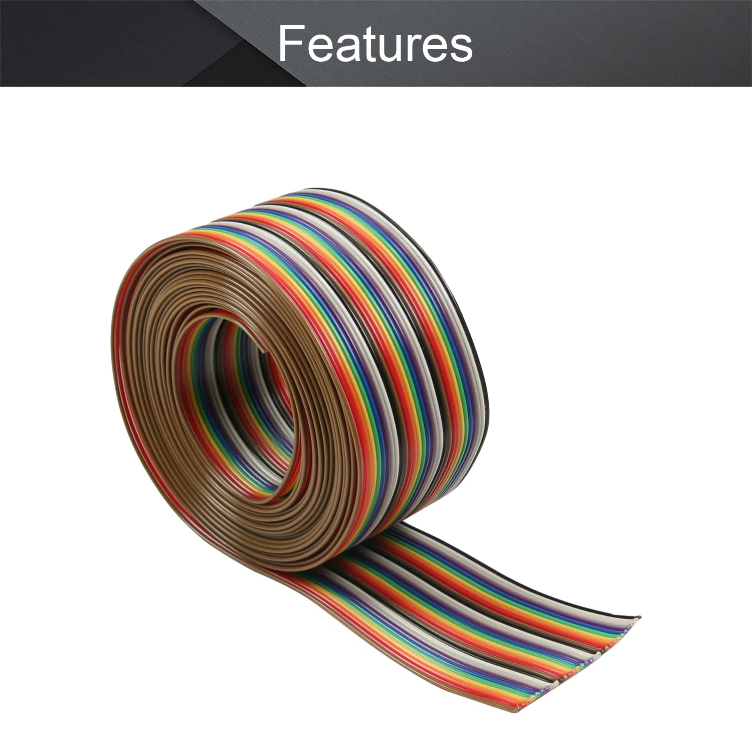 Bettomshin 30Pin Flat Ribbon Cable Rainbow IDC Wire 1.27mm Pitch 3 Meters Long 1Pcs