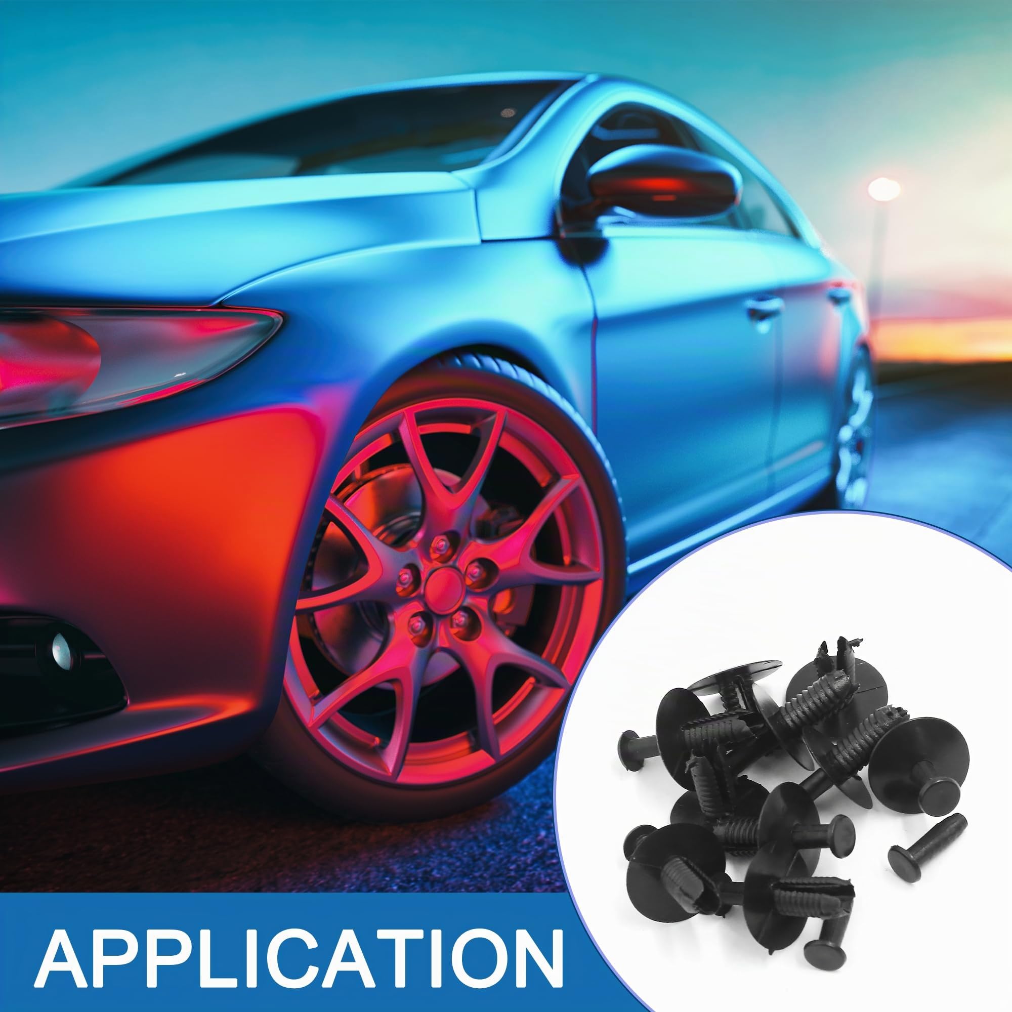 A ABSOPRO Attache en plastique à rivet à pousser pour pare-chocs, clips de fixation de broche de 6 mm pour BMW en plastique noir (ensemble de 10)
