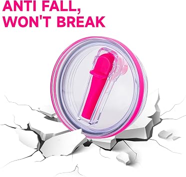 Replacement Lid for Stanley 40 oz and 64 oz Tumbler.Leak proof Flip Straw Lid Fit Stanley Cup Quencher H2.0 40 oz/64 oz and Stanley ProTour 40oz/64oz Tumbler.(Fuchsia,2-Pack)
