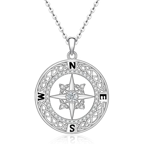 Cheyring Compass Necklace for Women Sterling Silver Graduation Compass Necklace Gift Jewelry Inspirational Graduation Gifts