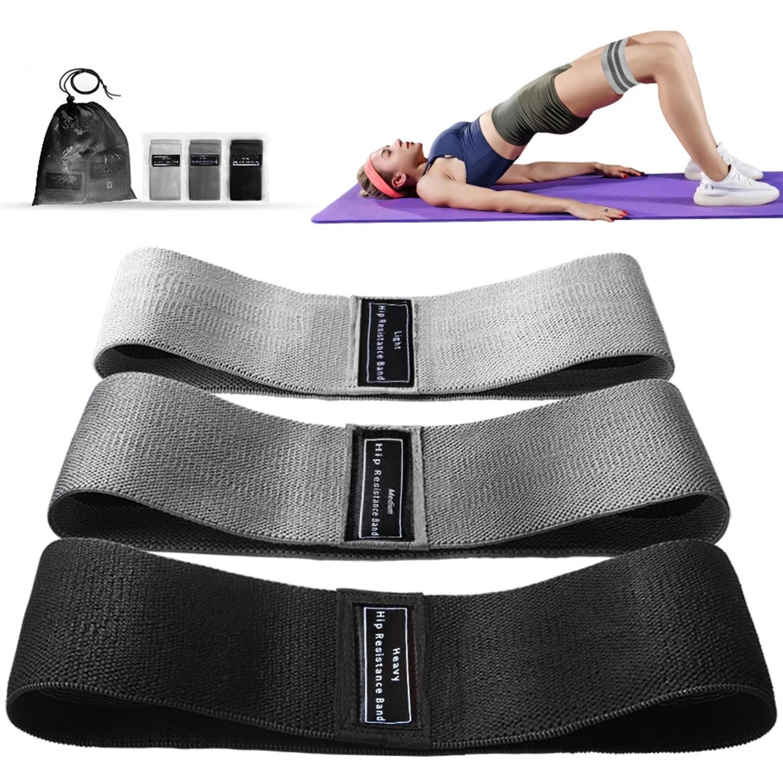 Fitnessbänder Stoff-Widerstandsbänder for Hüfte und Beute, elastische Trainingsbänder for den Oberschenkel, Kniebeugenkreis, Stretch-Fitnessstreifen, Schlaufen, Yoga-Fitnessgeräte