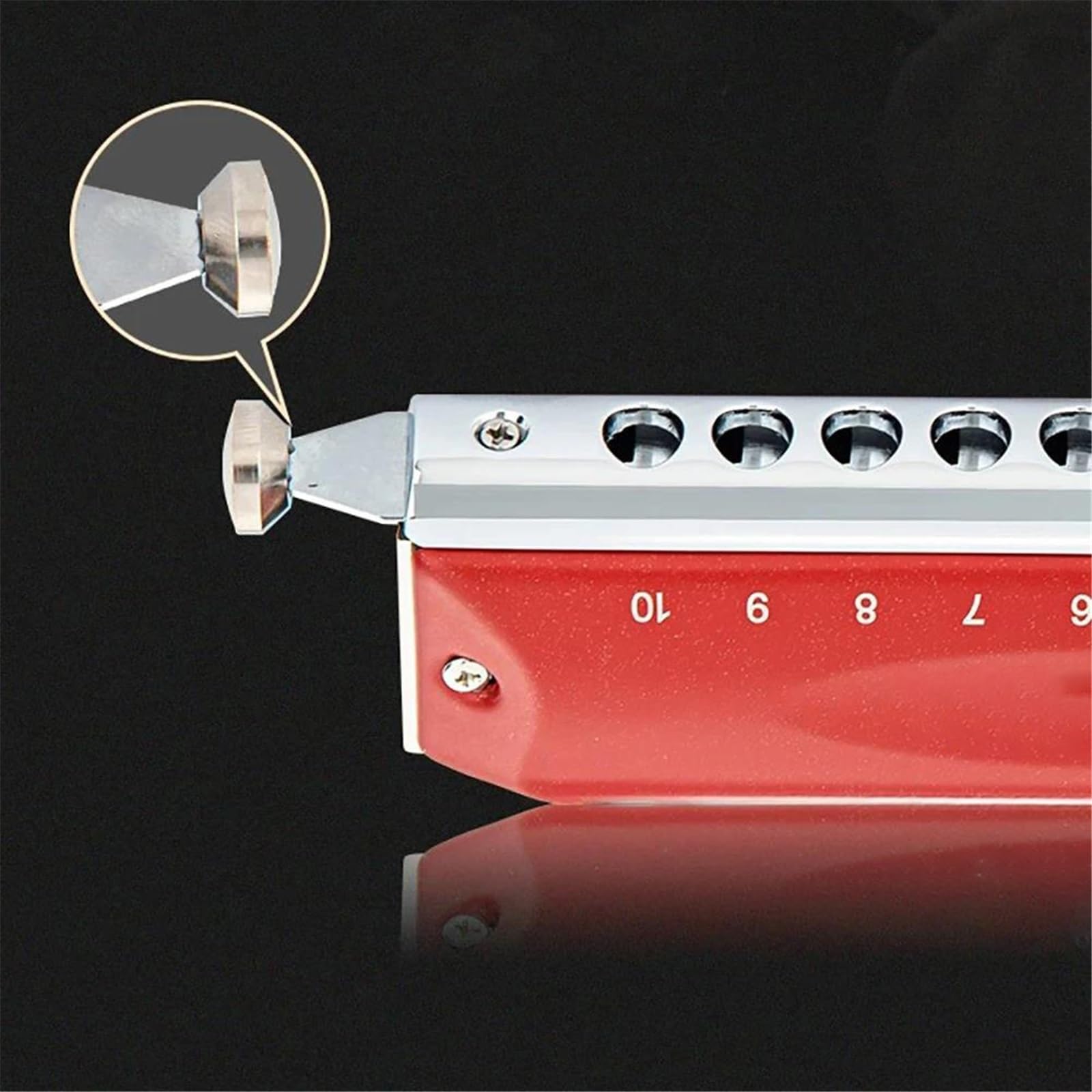 Harmonijka 10-otworowa harmonijka chromatyczna C z klawiszem | 10-otworowa harmonijka chromatyczna C Key Mouth Organ Performance Harmonijka dla początkujących(Blue)