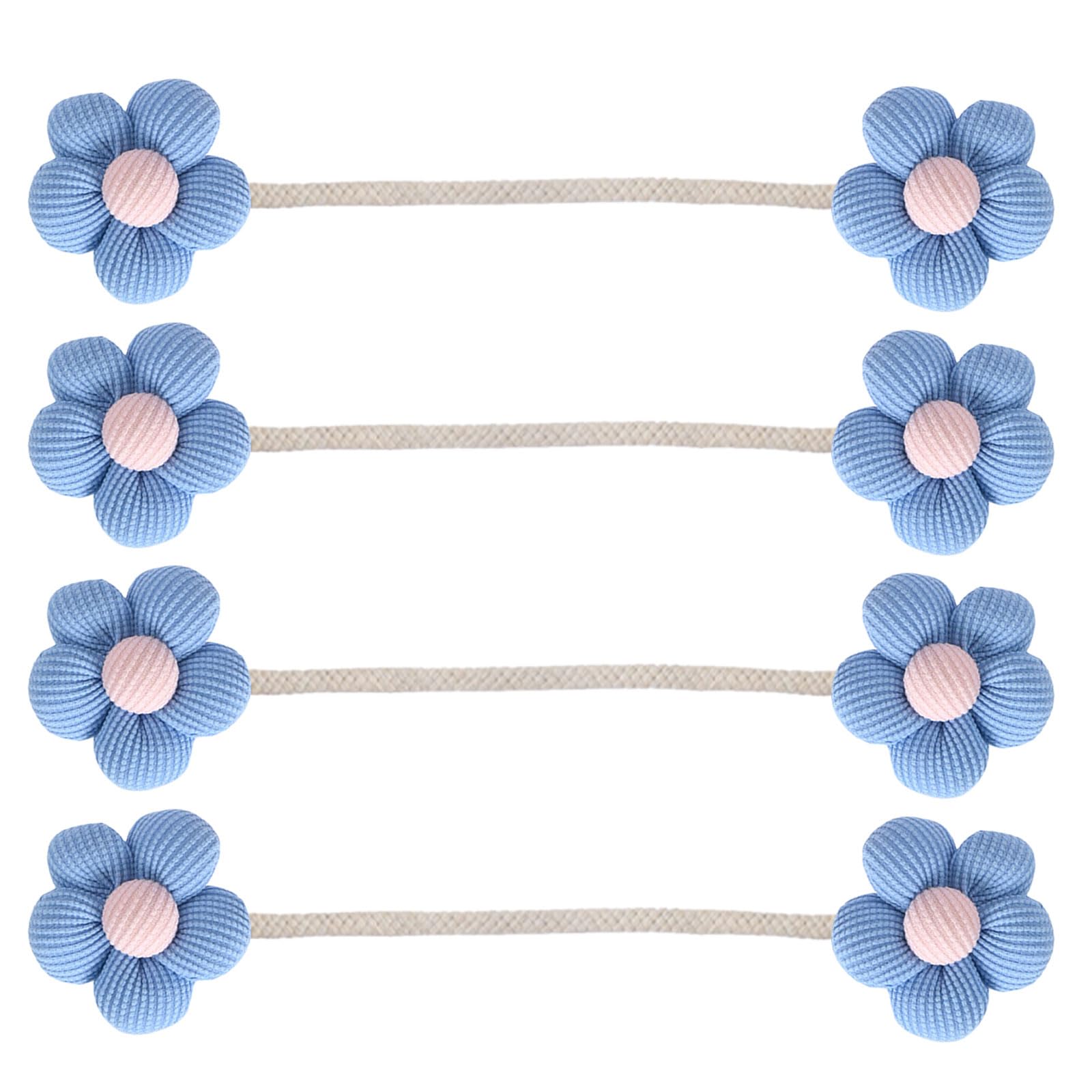 Tfaoys Blue 4Pieces Colorful Flower Curtain Tiebacks Metal Rope Window Drape Holders Holdbacks Clips For Home Bedroom Decoration Flower Curtain Tiebacks