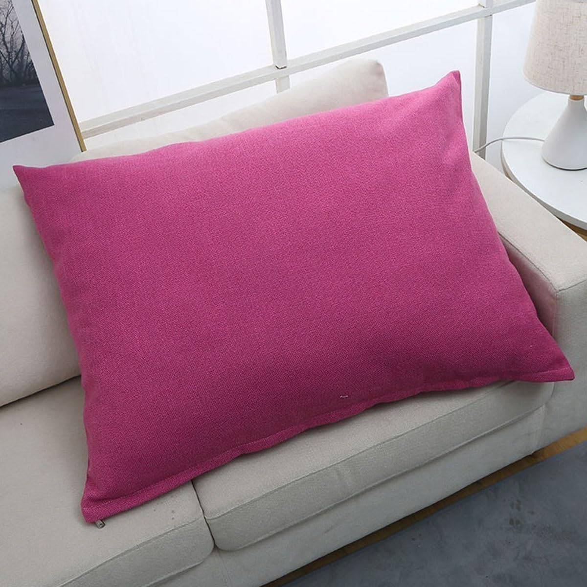 Swj-Swjssb Rose Red Throw Pillow Covers Linen Pillow Covers With Zipper Cotton Decorative Pillows Rectangle Cushion Covers Farmhouse Boho Decor For Sofa Couch Bed Living Room ( Color : Size : 50X70 Cm )