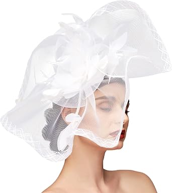 Fascinators Hats for Women Mesh Floral Feather Fascinator Headband for Wedding Cocktail Tea Party or Special Occasion