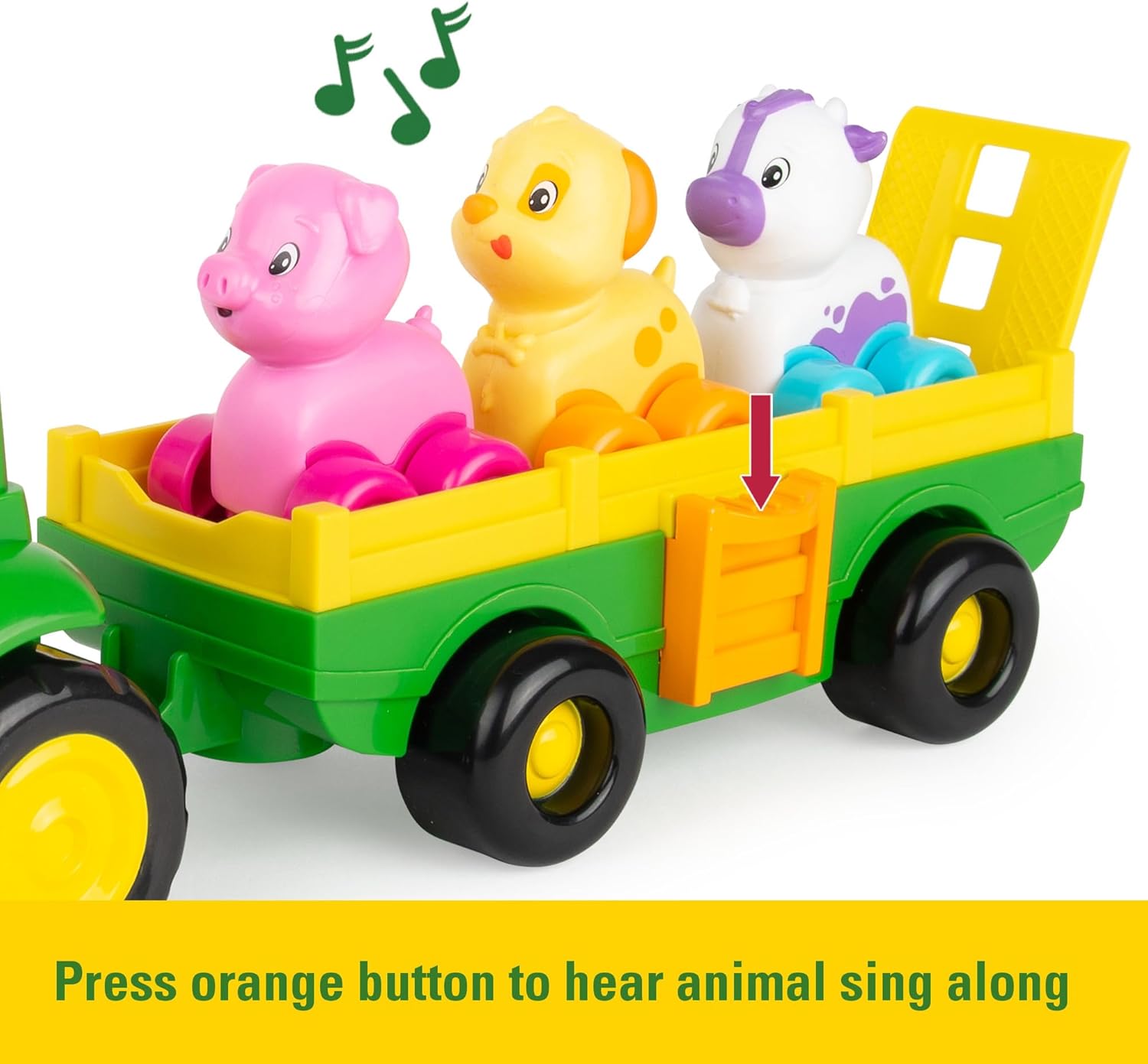 John Deere Animal Sounds Wagon Ride Musical Tractor Toy - Musical Toddler Toys - Includes Farmer Figure, Tractor, and 3 Farm Animals - Easter Basket Stuffers for Toddler - Ages 12 Months and Up
