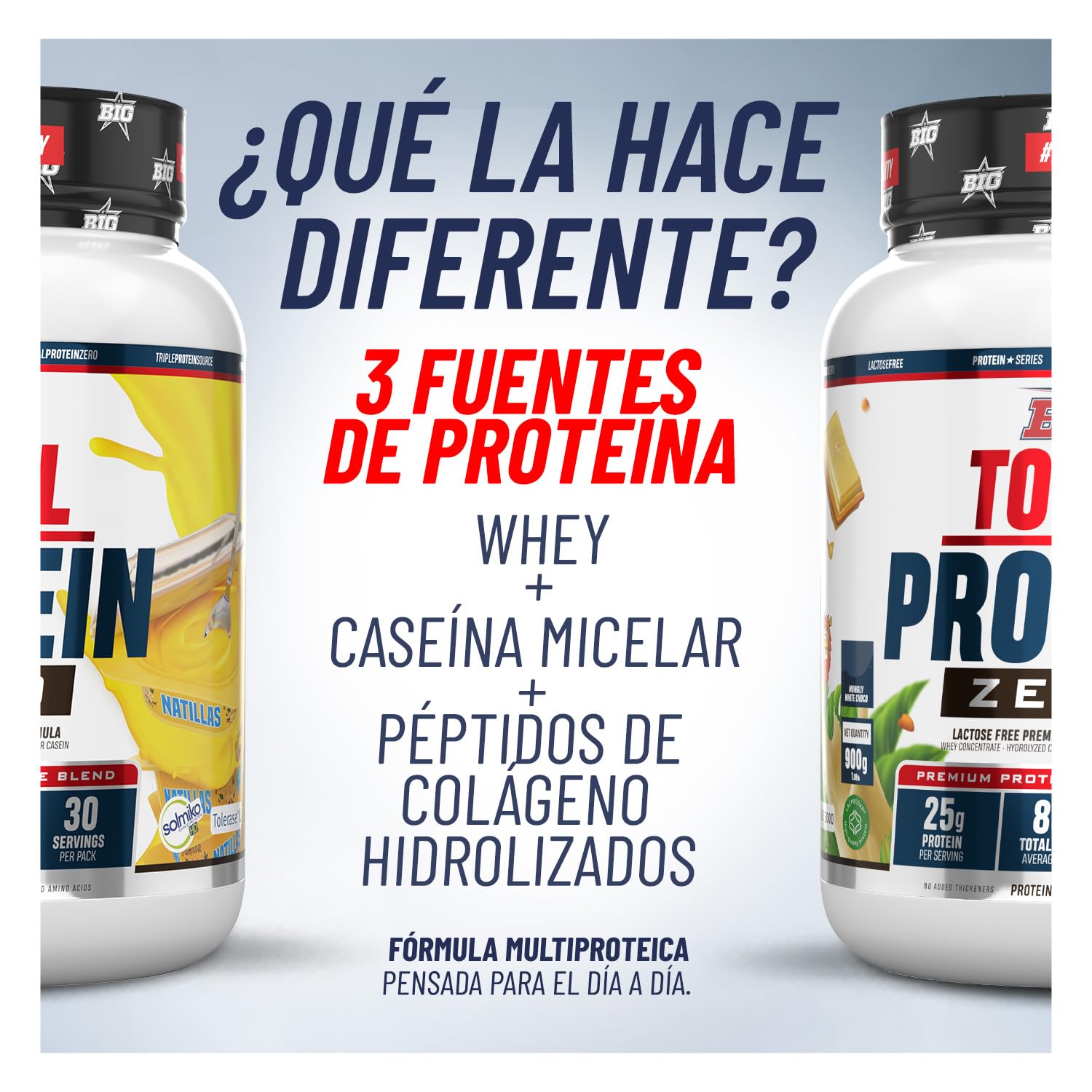 BIG Total Protein Zero Proteína Whey Caseína Colágeno Natillas 900g