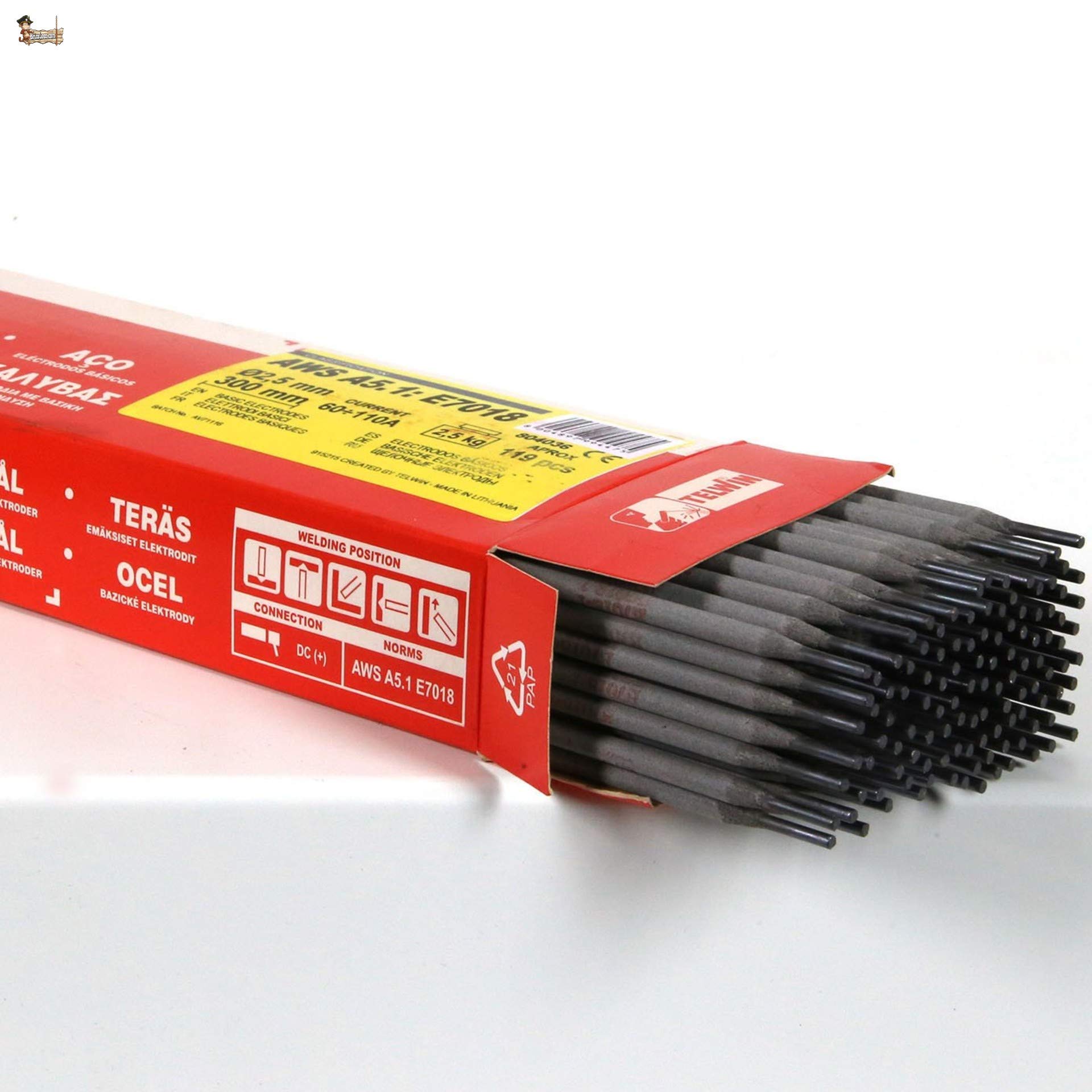 BricoLoco Elettrodi saldatura basic per saldare ferro e acciaio 2,5x350 mm Confezione 120pz 2,5 kg Buona stabilità dell'arco Rivestiti Saldature ad alta resistenza E7018 (1)