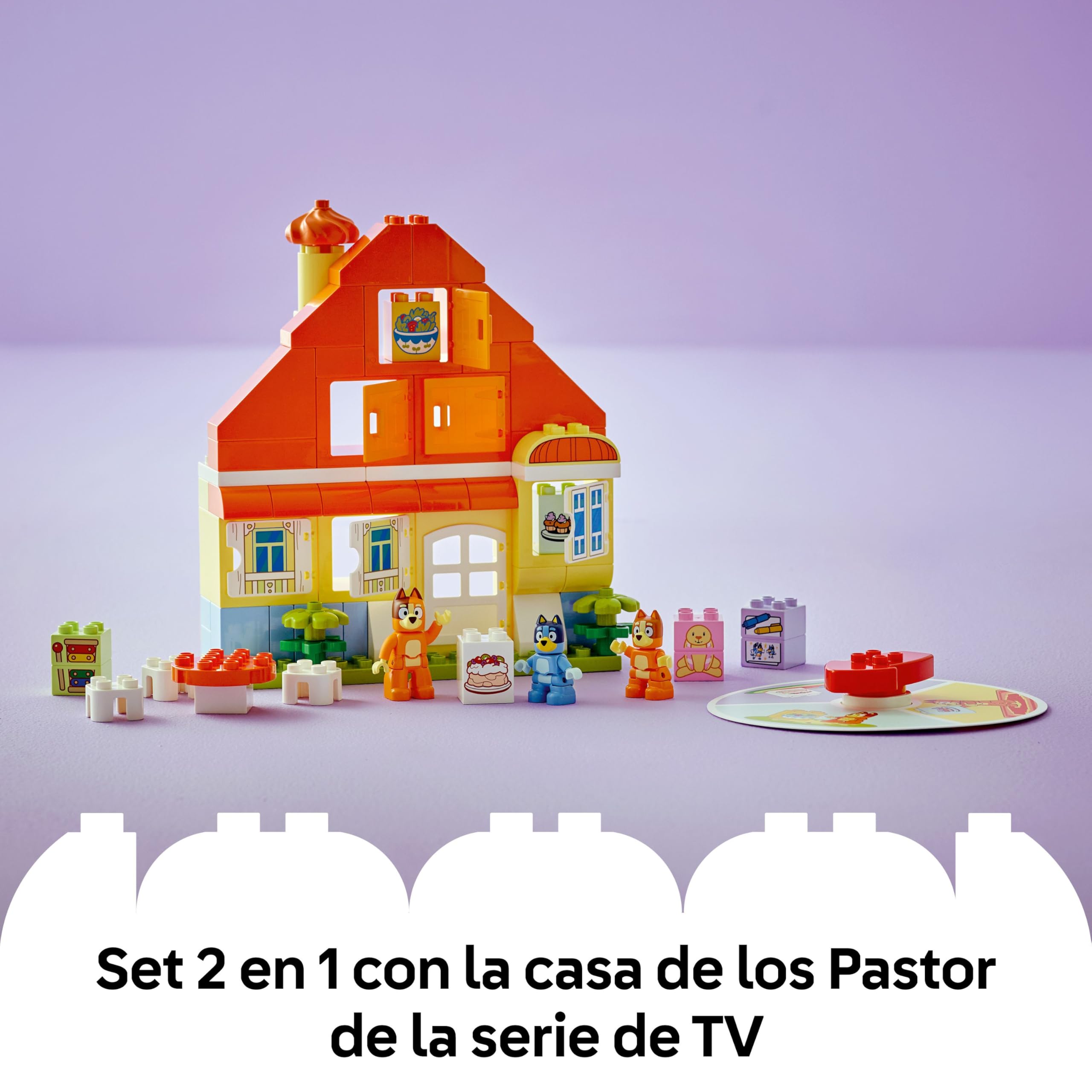 LEGO Duplo Bluey Casa Familiar de Bluey con Juego de Memoria - Juguete Interactivo Infantil 2 en 1 - Juego de Mesa -3 Figuras y Ventanas Que Se Abren - Regalo para Niñas y Niños de 3+ Años 10459