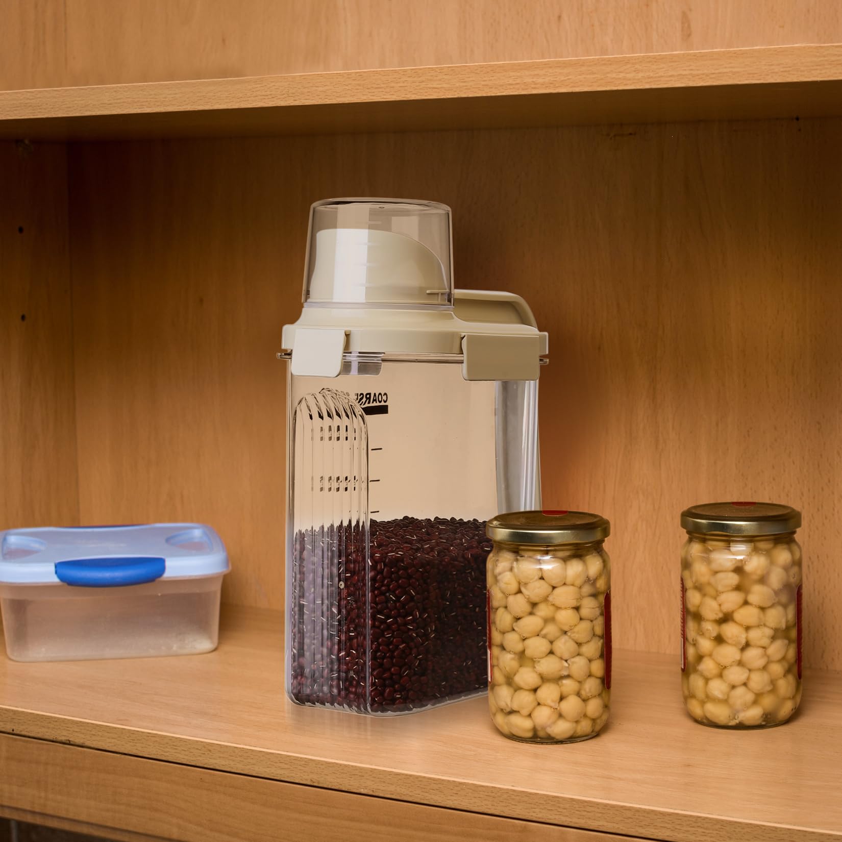 Contenitori Ermetici per Alimenti, 1500ml Porta Cereali da Colazione, Contenitori Pasta, Contenitore con Misurino Coperchio per Detersivo in Polvere, Contenitore Cereali Farina Zucchero Riso Cibo