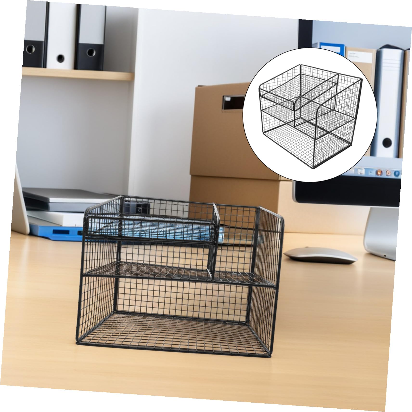 ULTECHNOVO Rack de stockage téléphonique plateau de document Organisateur de bureau bac à lettre phone stand for desk porte-documents de bureau organisateur de fichiers Black
