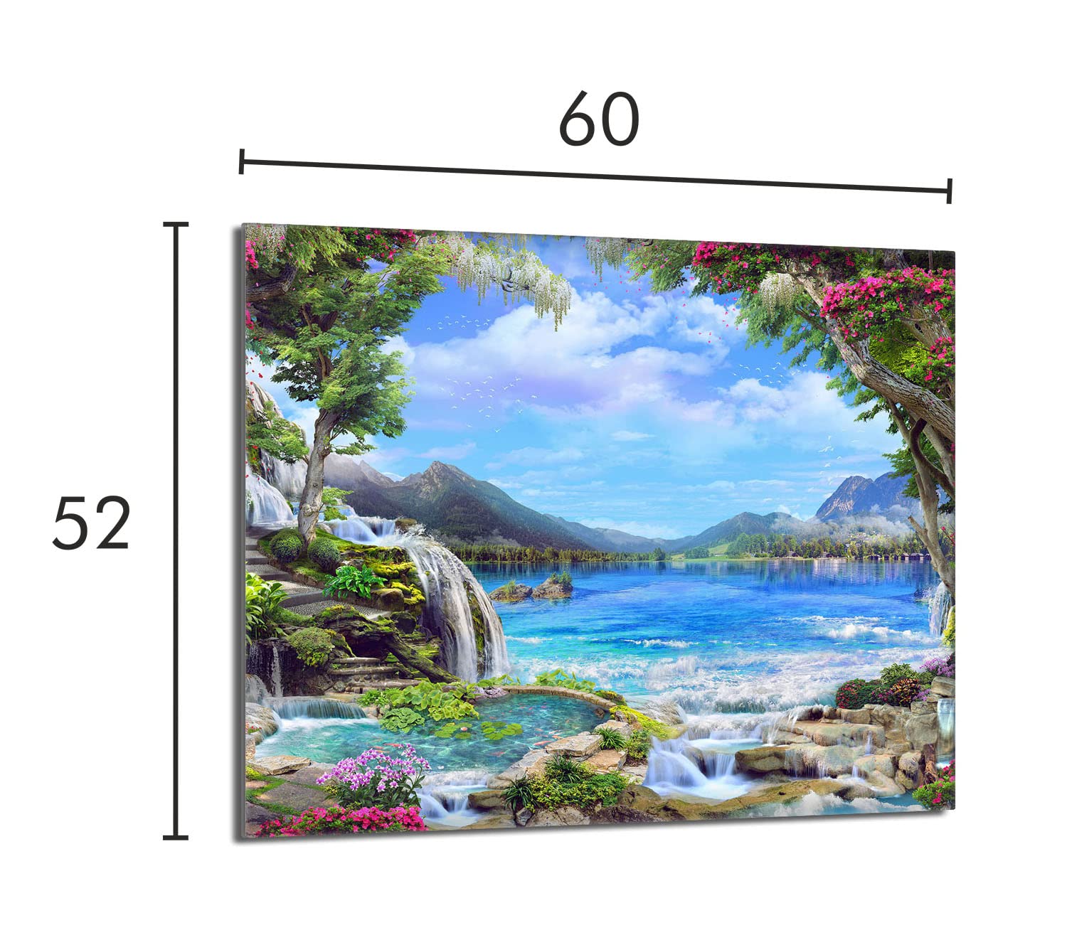 Placa protectora de vitrocerámica 60 x 52 cm 1 pieza cocina eléctrica universal para inducción protección contra salpicaduras tabla de cortar de vidrio templado como decoración, MONTAÑAS