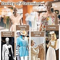 Vista 55 de BLKMTY Maniquí femenino de 69 pulgadas con forma de vestido de cuerpo completo, modelo de ropa, maniquí ajustable, maniquí desmontable realista