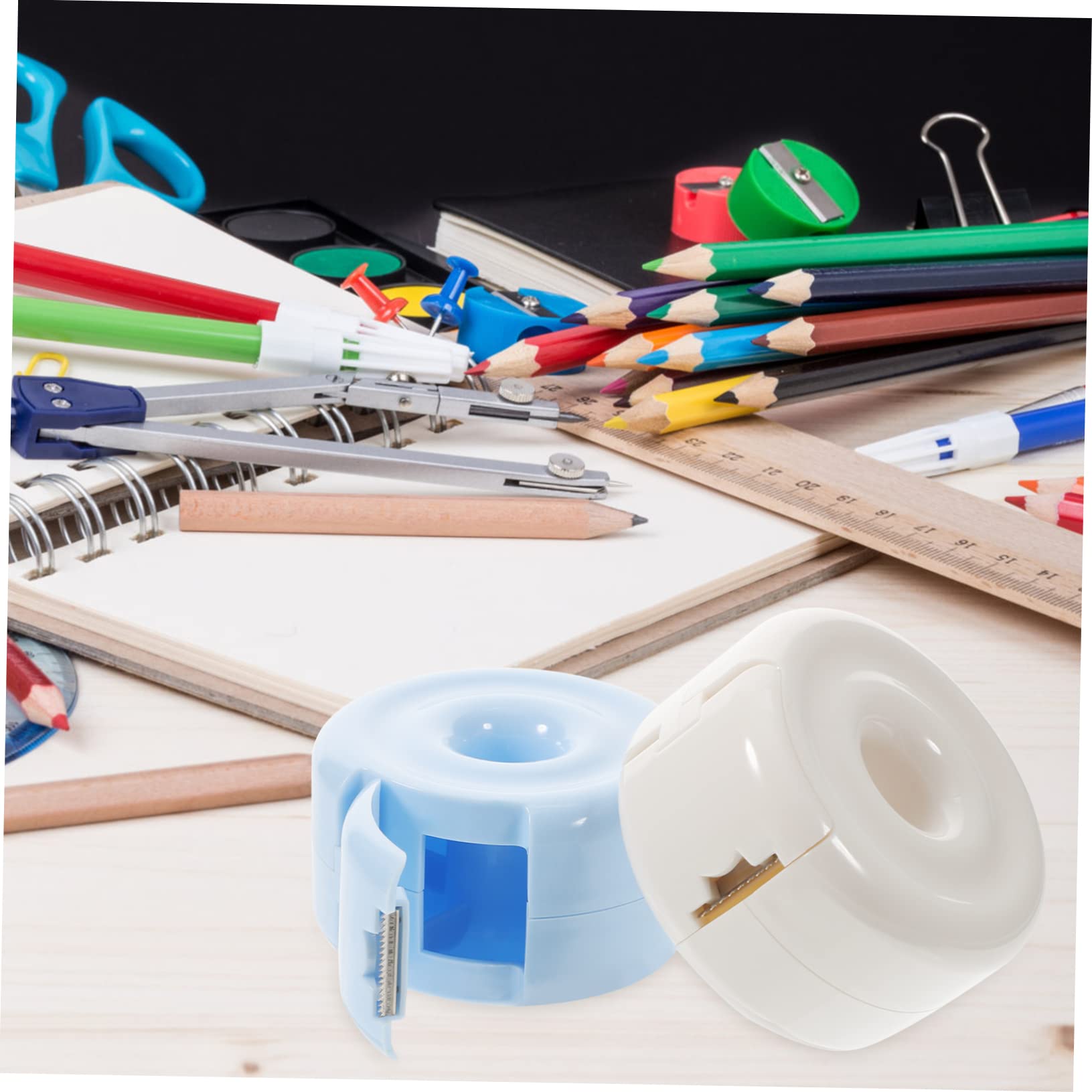 2 Pezzi Dispenser per Nastro Adesivo Taglierina Leggera e Portatilper Ufficio e Casa Facile Usare e Pratica per Attività Scolastiche e Progetti Creativi