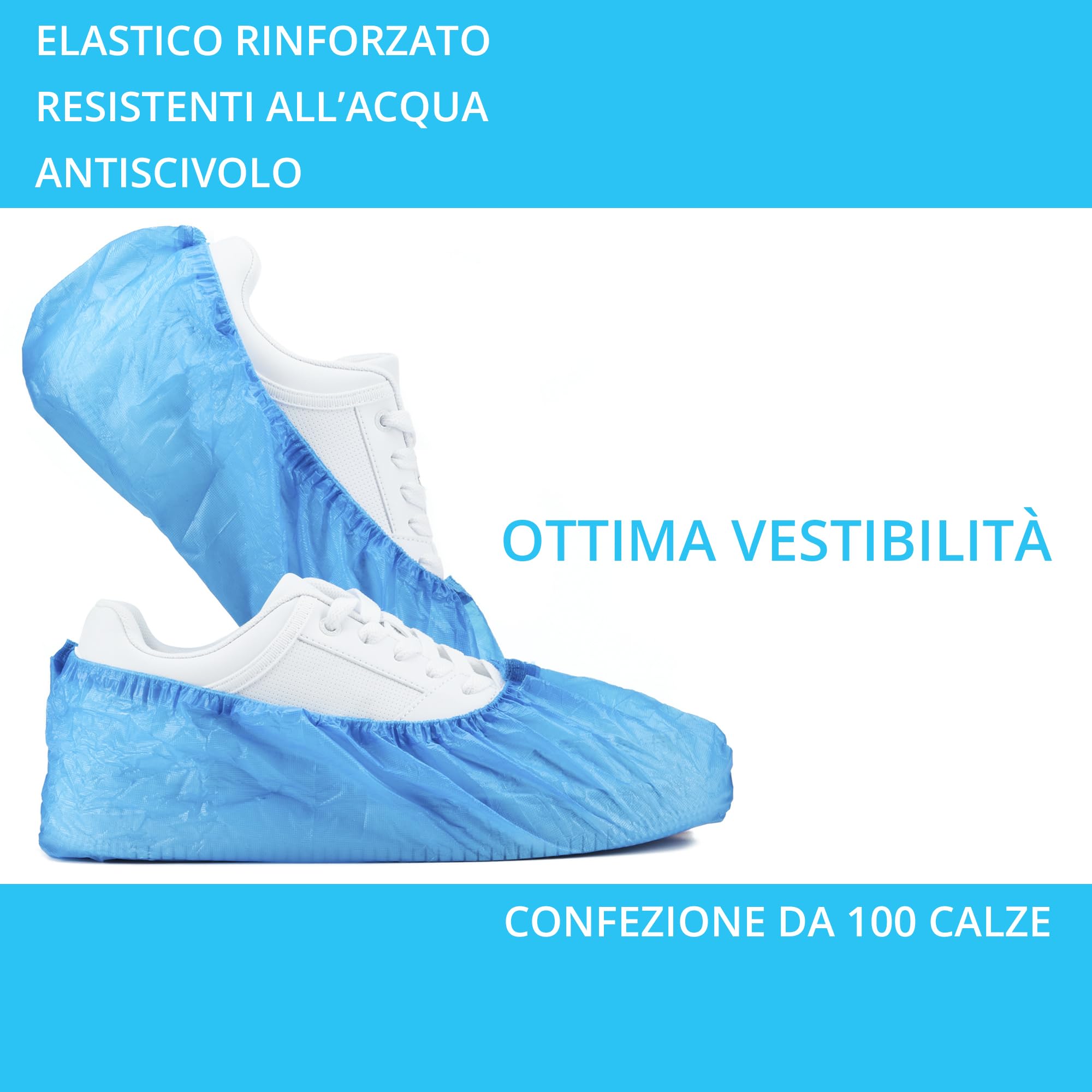 VIVObeauty 200 Copriscarpe Monouso CPE 3,5g Antiscivolo Impermeabili