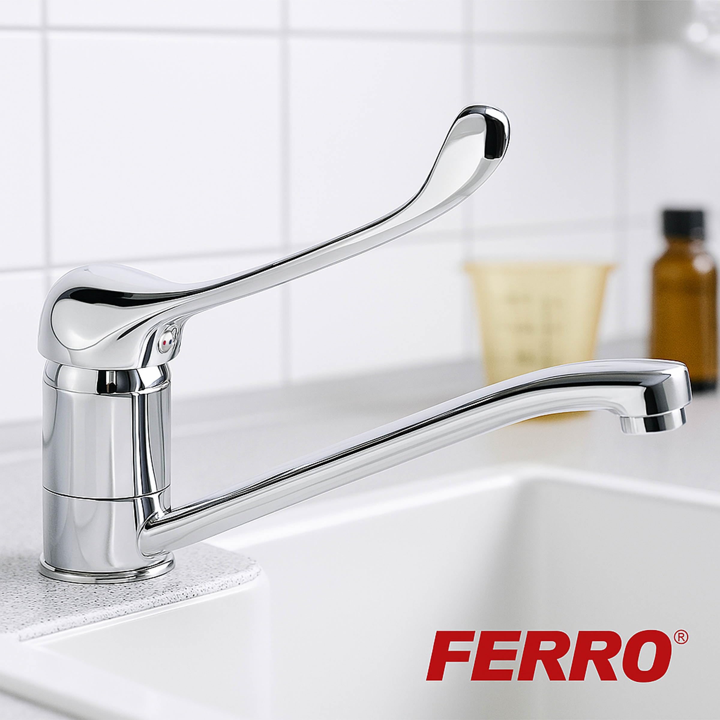 Medizinische Küchenarmatur Wasserhahn mit langem Hebel, schwenkbar, für Spülen in Arztpraxis Klinik und empfindlichen Bereichen